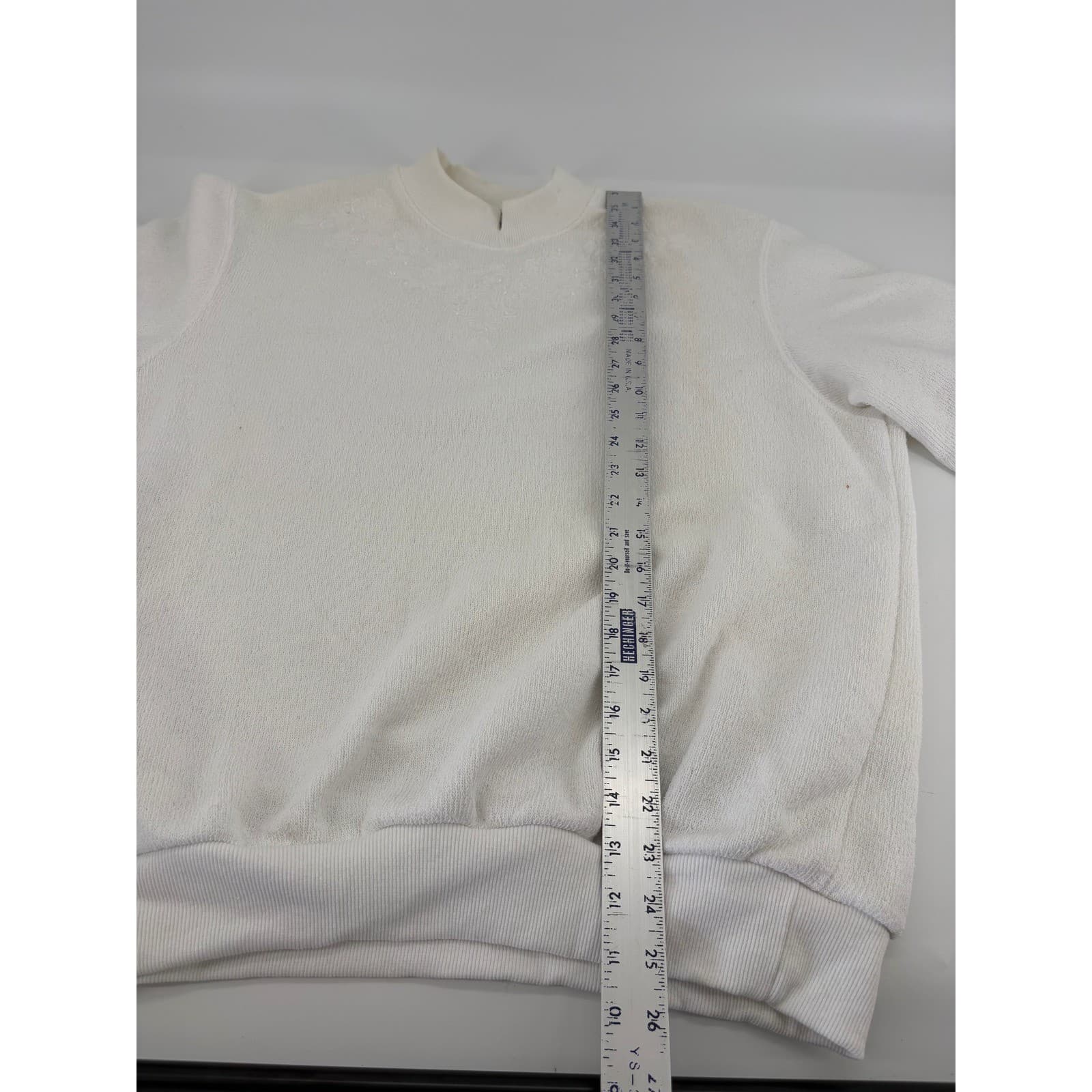 BonWorth Cream Embroidered Mock Neck Long Sleeve Sweatshirt Womens Medium - Thumbnail 6