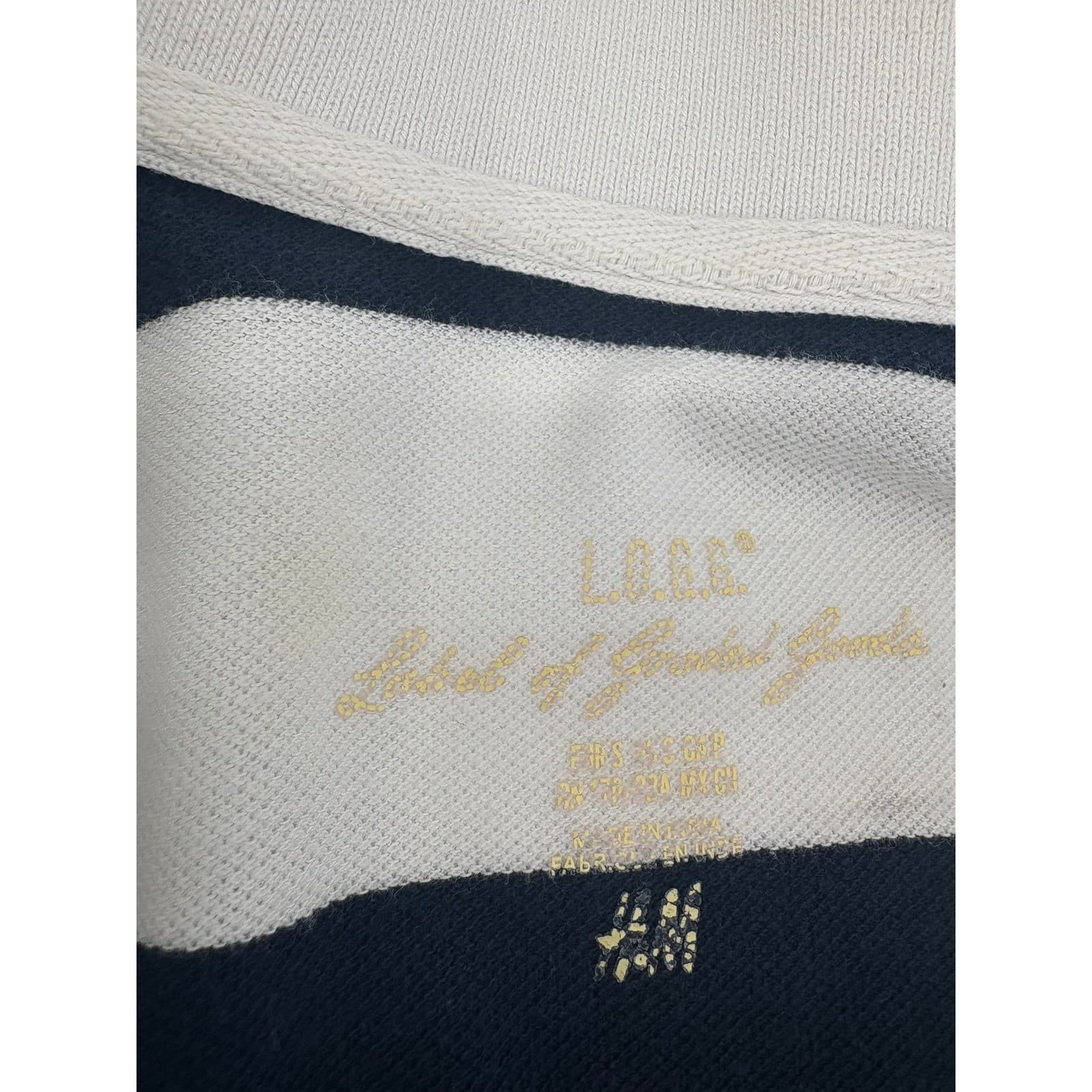 L.O.G.G. H&M Striped Polo Shirt Navy Blue White Short Sleeve Women's - Thumbnail 3