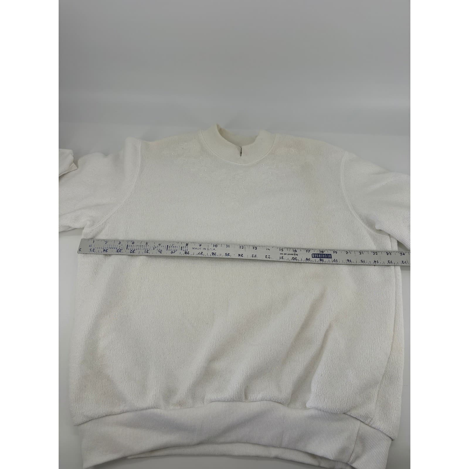BonWorth Cream Embroidered Mock Neck Long Sleeve Sweatshirt Womens Medium - Thumbnail 4