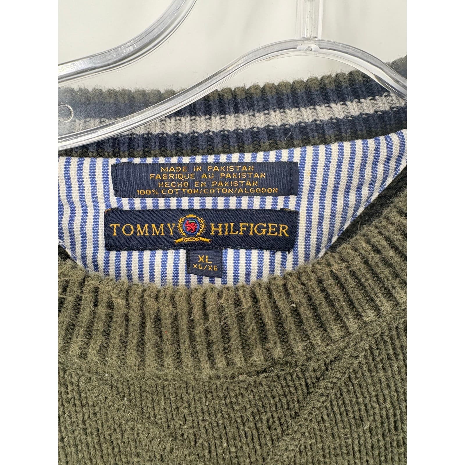 Tommy Hilfiger Mens XL Green Crew Neck Long Sleeve Sweater Knit Pullover - Thumbnail 2
