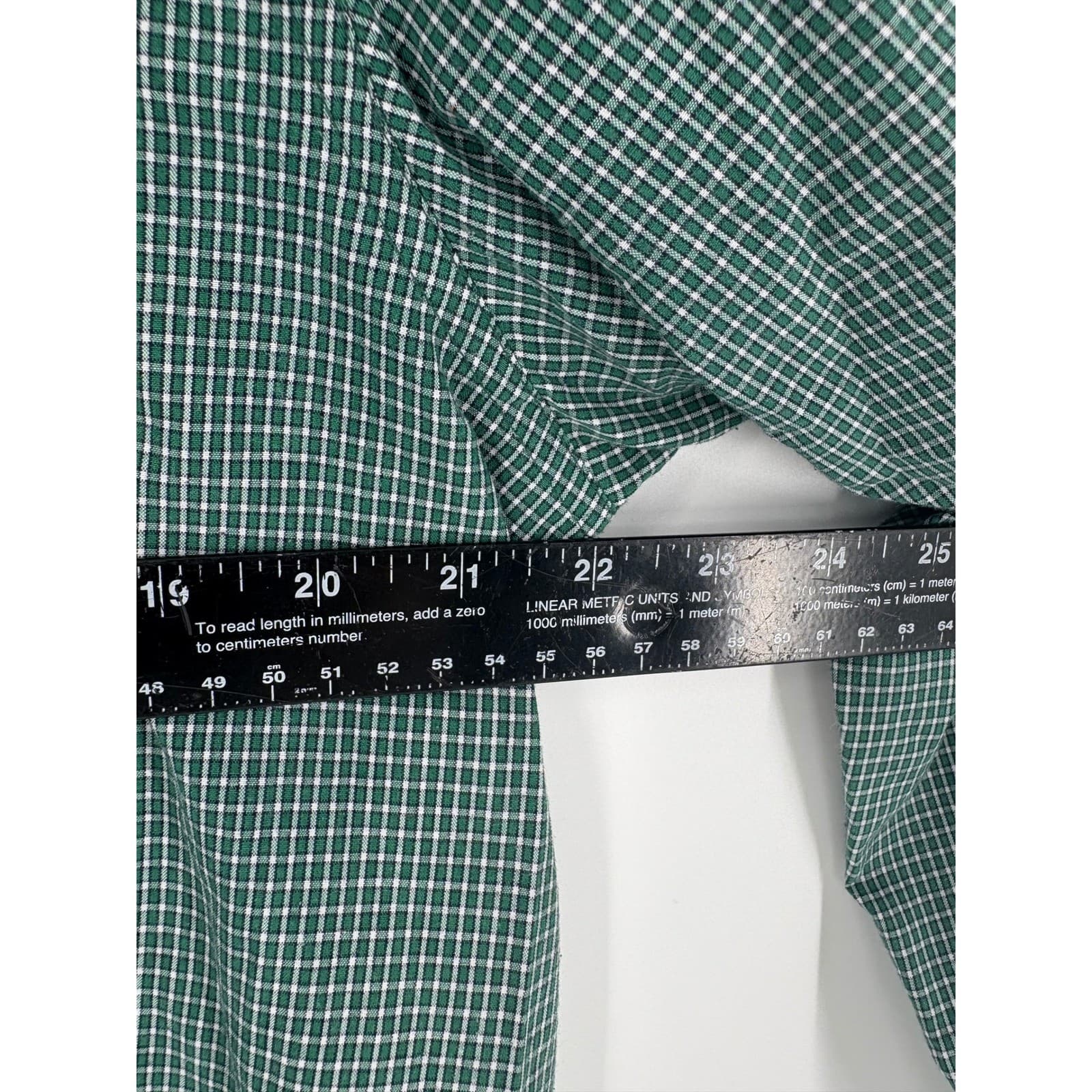 Chaps Mens Green Gingham Check Easy Care Button Down Shirt Long Sleeve Size L G - Thumbnail 5