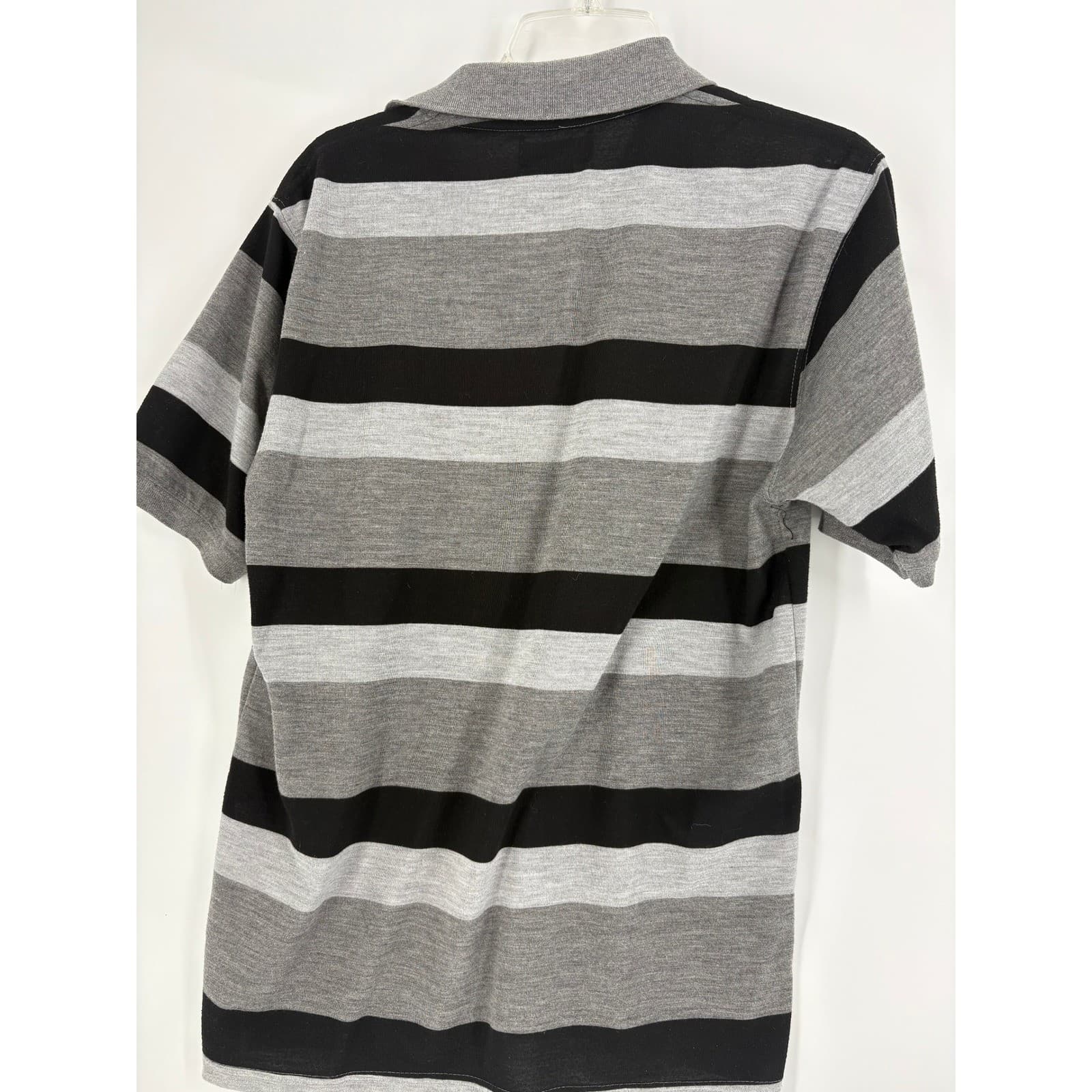 Mecca Mens Gray Black Striped Short Sleeve Polo Shirt Size S Casual - Thumbnail 2