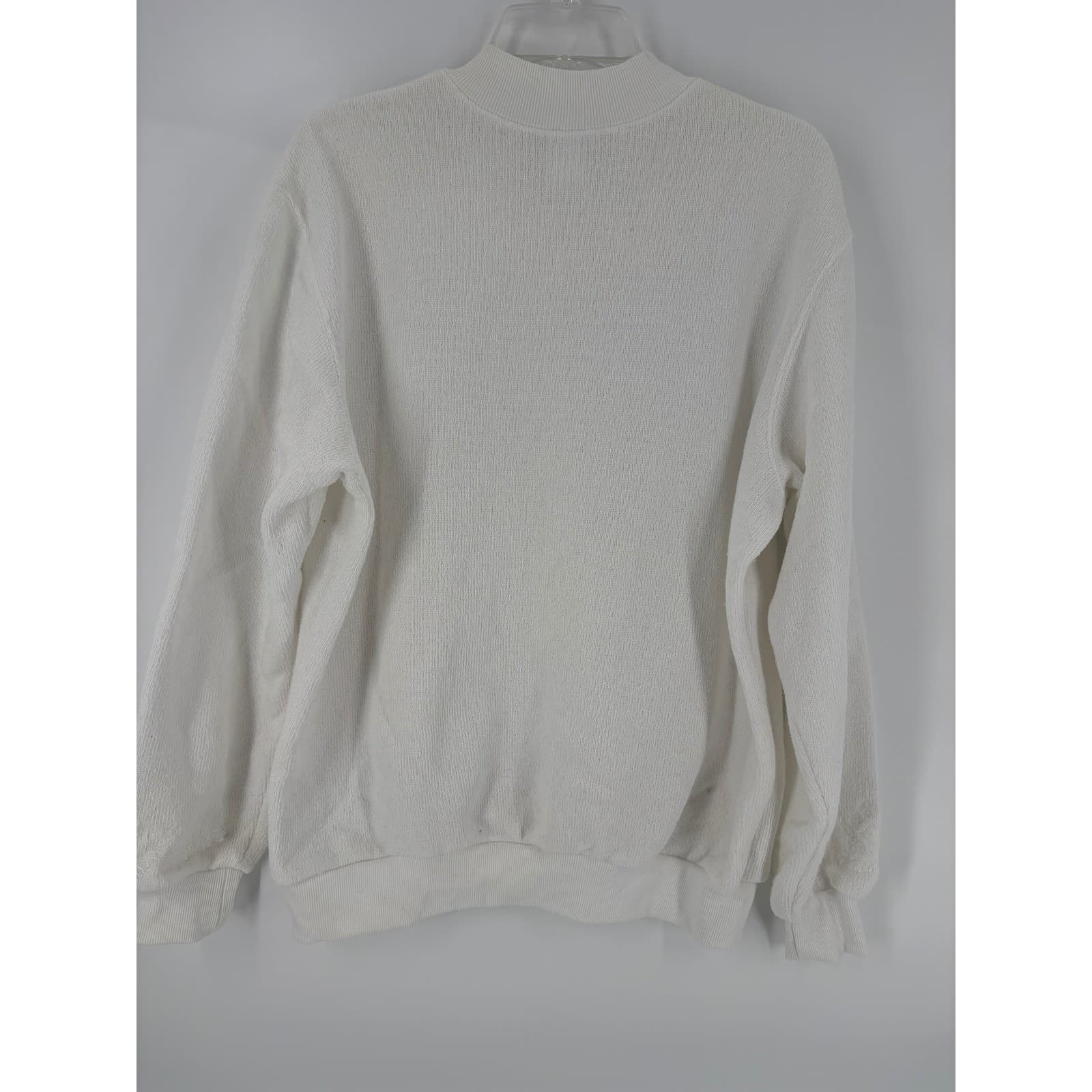 BonWorth Cream Embroidered Mock Neck Long Sleeve Sweatshirt Womens Medium - Thumbnail 2
