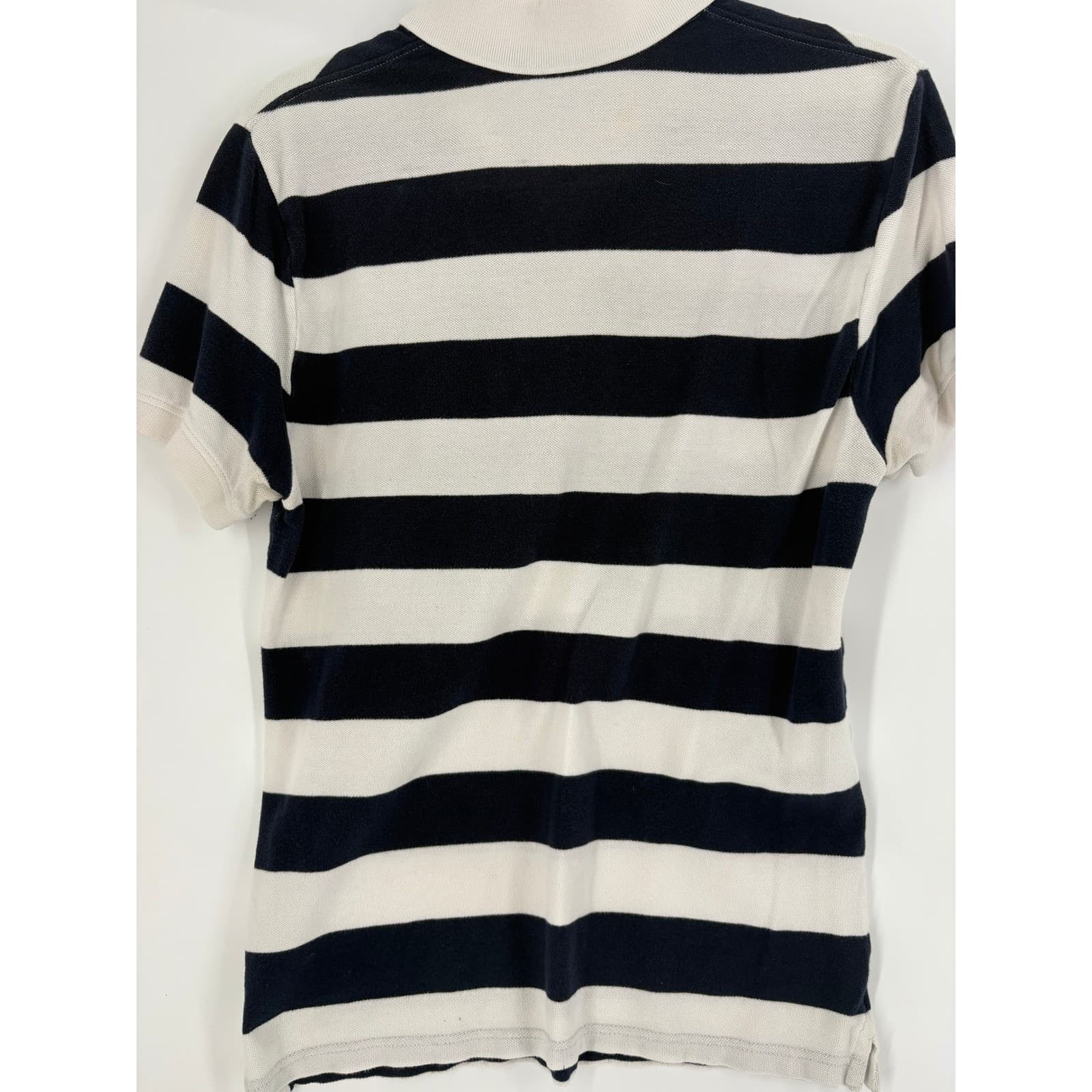 L.O.G.G. H&M Striped Polo Shirt Navy Blue White Short Sleeve Women's - Thumbnail 2
