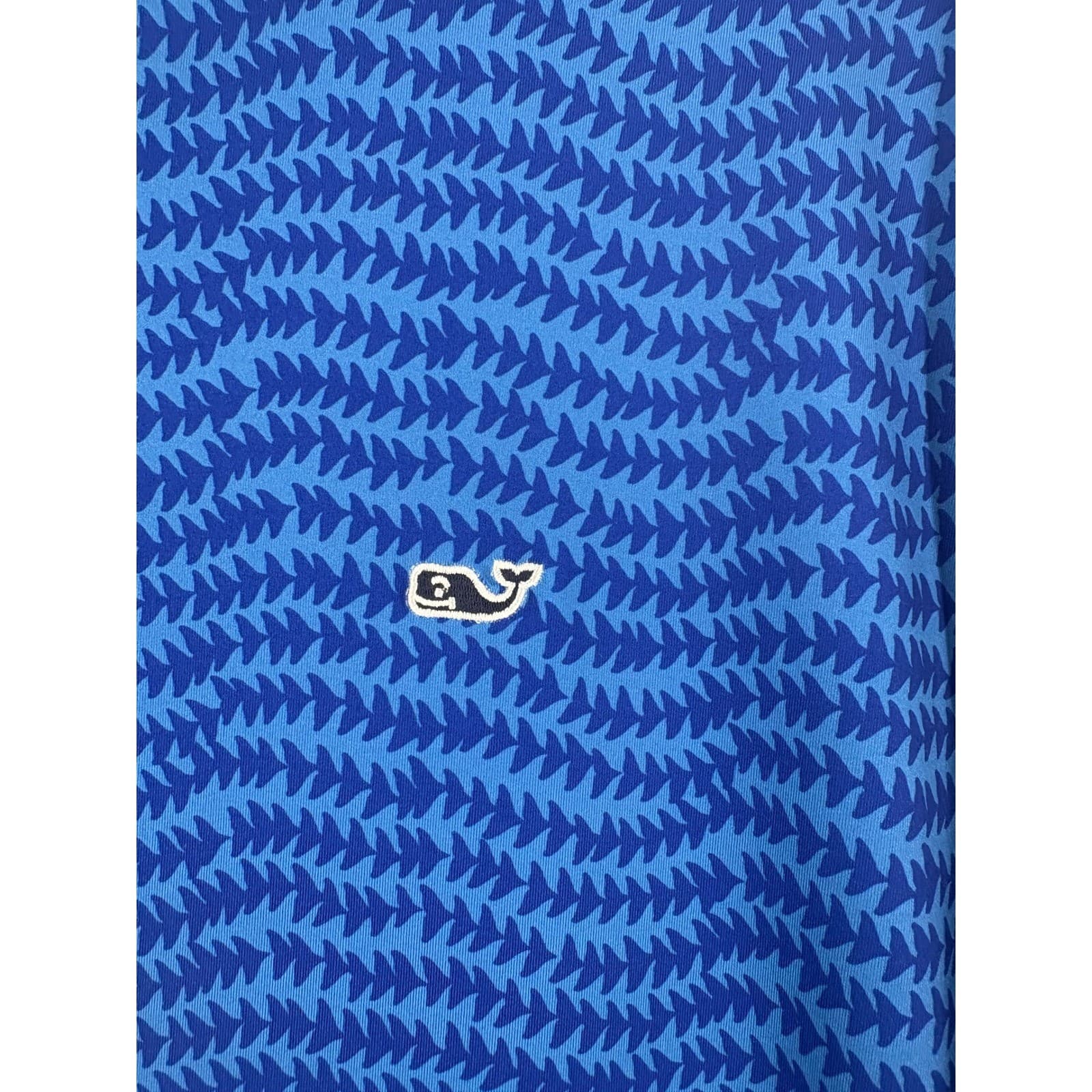 Vineyard Vines Performance Polo Shirt Mens XL Blue Fish Print Short Sleeve - Thumbnail 3