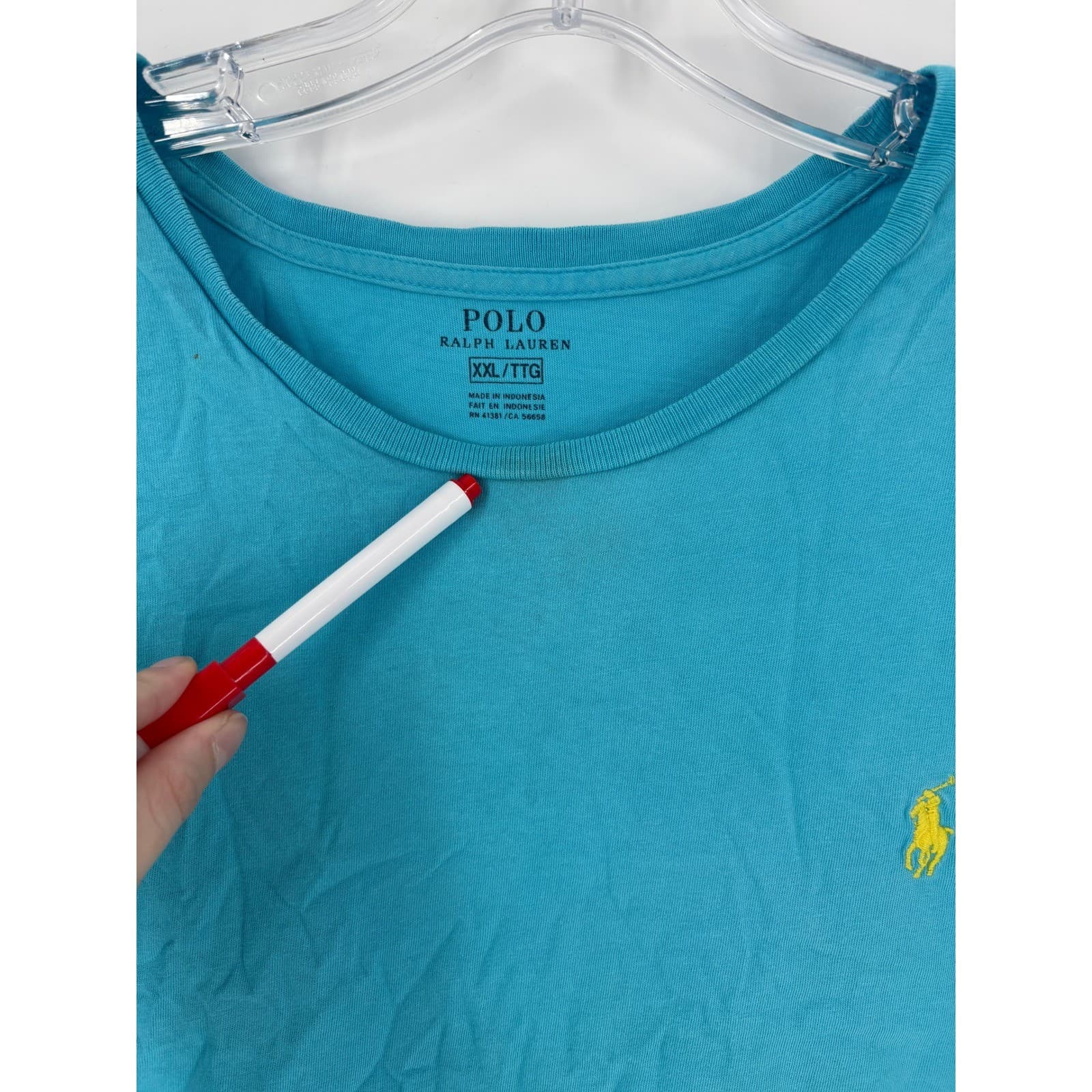 Polo Ralph Lauren Men's Teal Crew Neck T Shirt XXLT Large Classic Pony Logo - Thumbnail 4