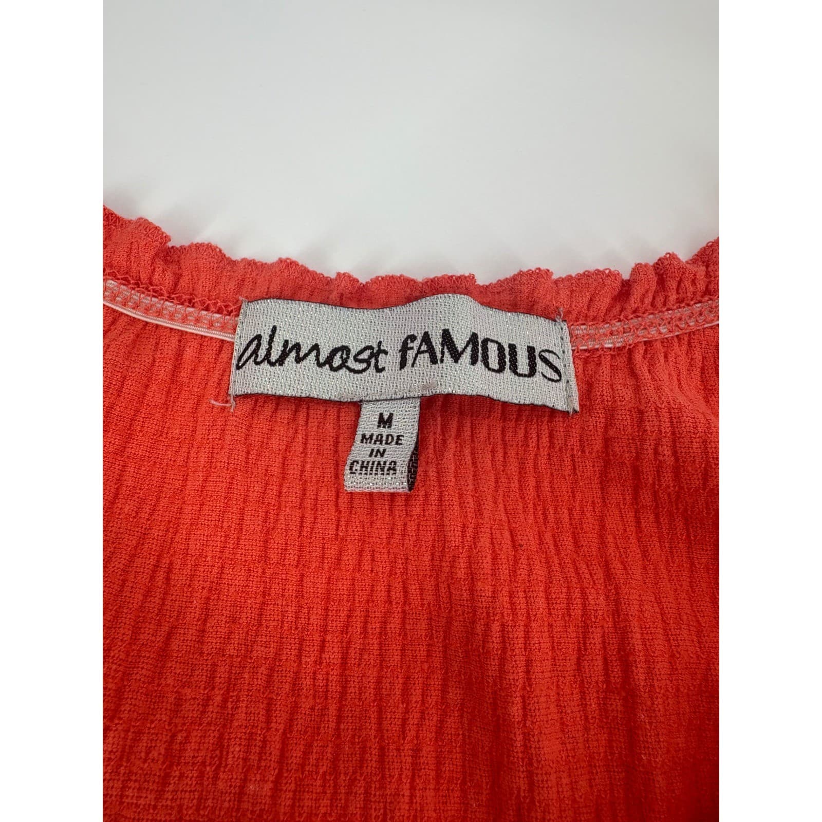 Almost Famous Orange Paisley Smocked Empire Waist Ruffle Tiered Dress M - Thumbnail 3