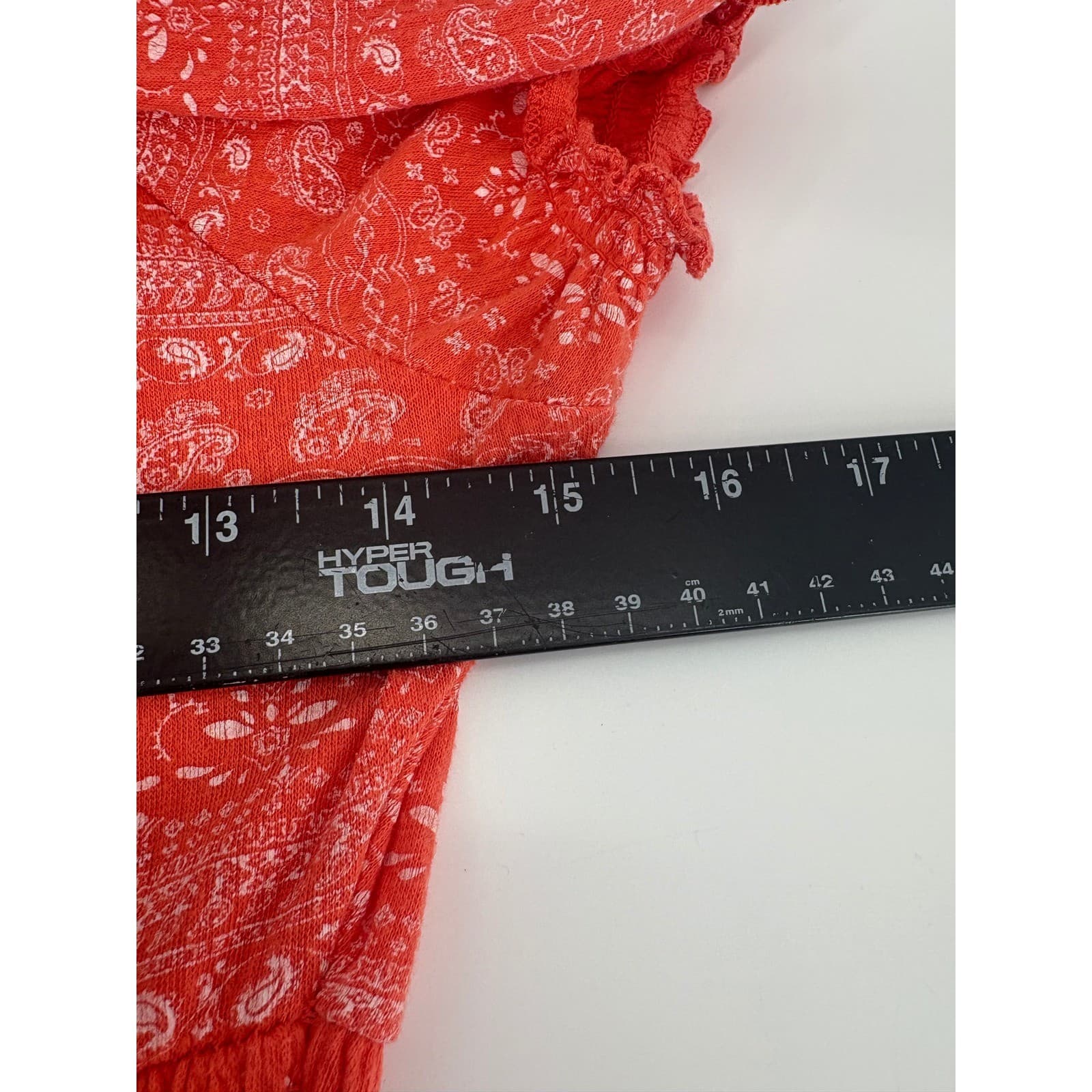 Almost Famous Orange Paisley Smocked Empire Waist Ruffle Tiered Dress M - Thumbnail 5