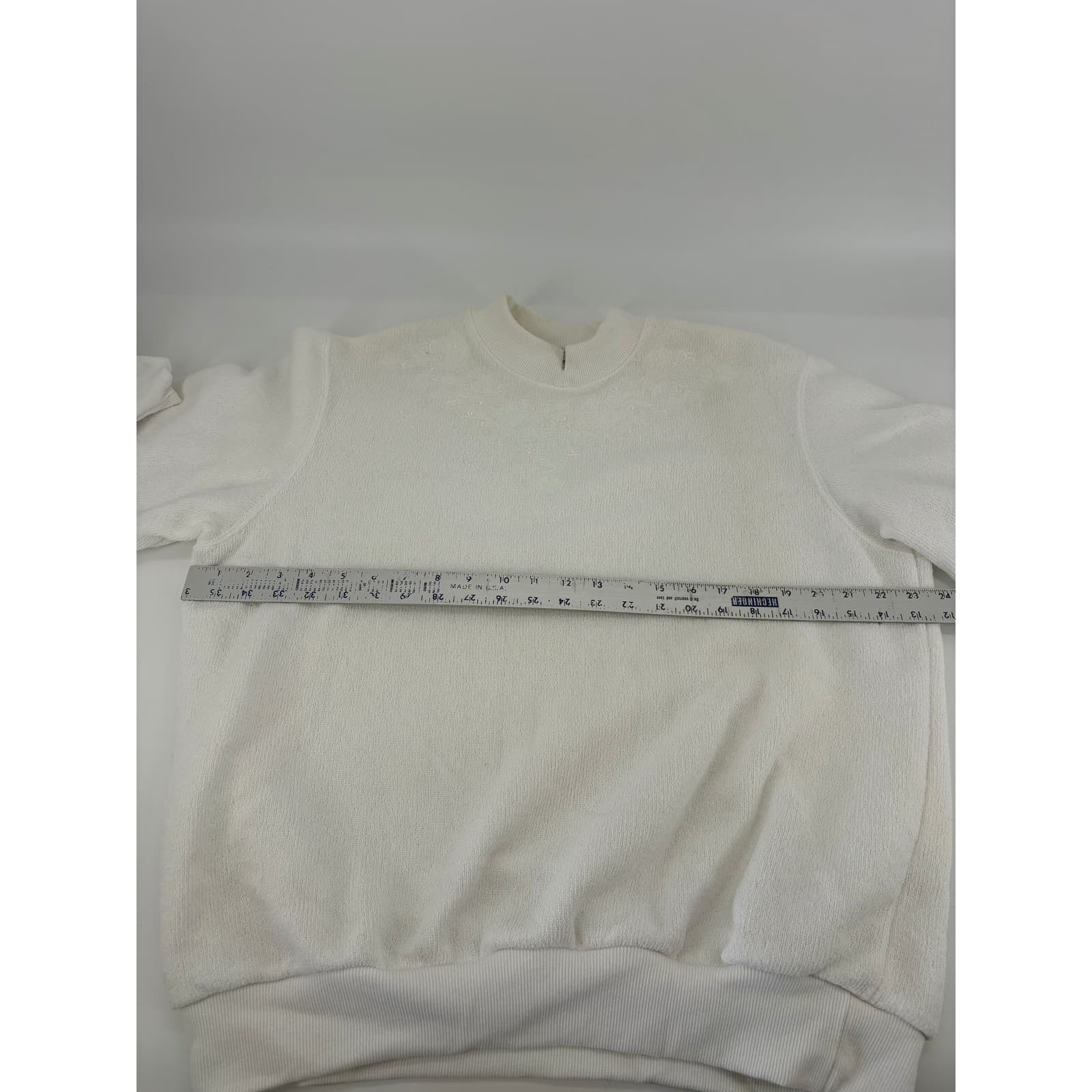 BonWorth Cream Embroidered Mock Neck Long Sleeve Sweatshirt Womens Medium - Thumbnail 5