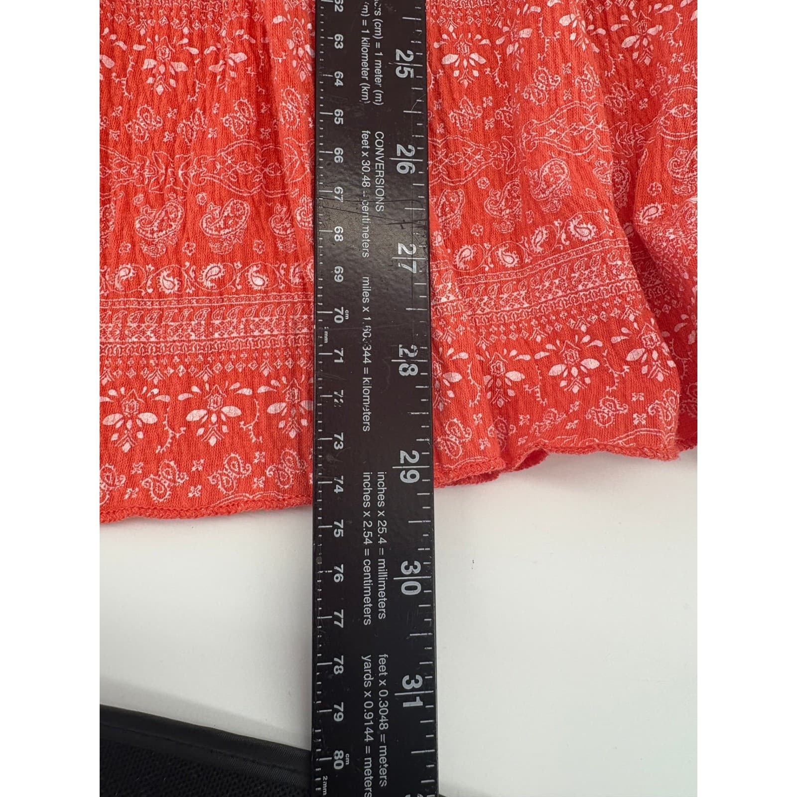 Almost Famous Orange Paisley Smocked Empire Waist Ruffle Tiered Dress M - Thumbnail 4
