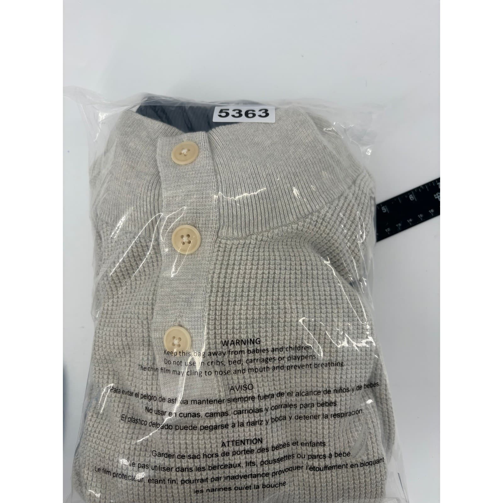 Nautica Mens Beige Waffle Knit Mock Neck Button Up Sweater XL - Thumbnail 7
