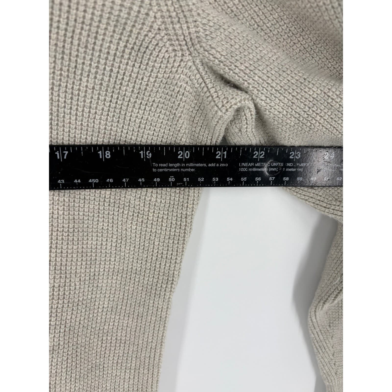 Nautica Mens Beige Waffle Knit Mock Neck Button Up Sweater XL - Thumbnail 6