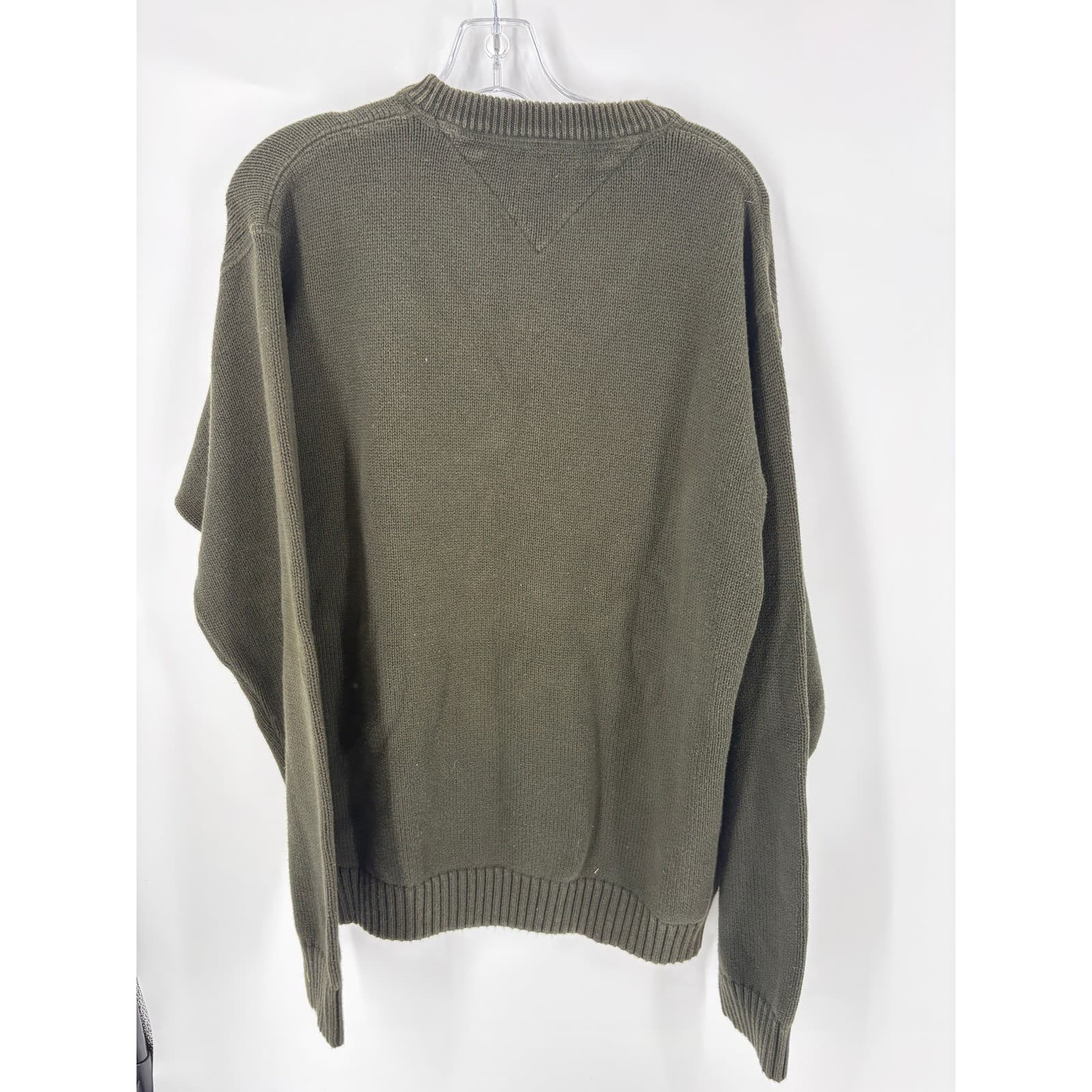 Tommy Hilfiger Mens XL Green Crew Neck Long Sleeve Sweater Knit Pullover - Thumbnail 4