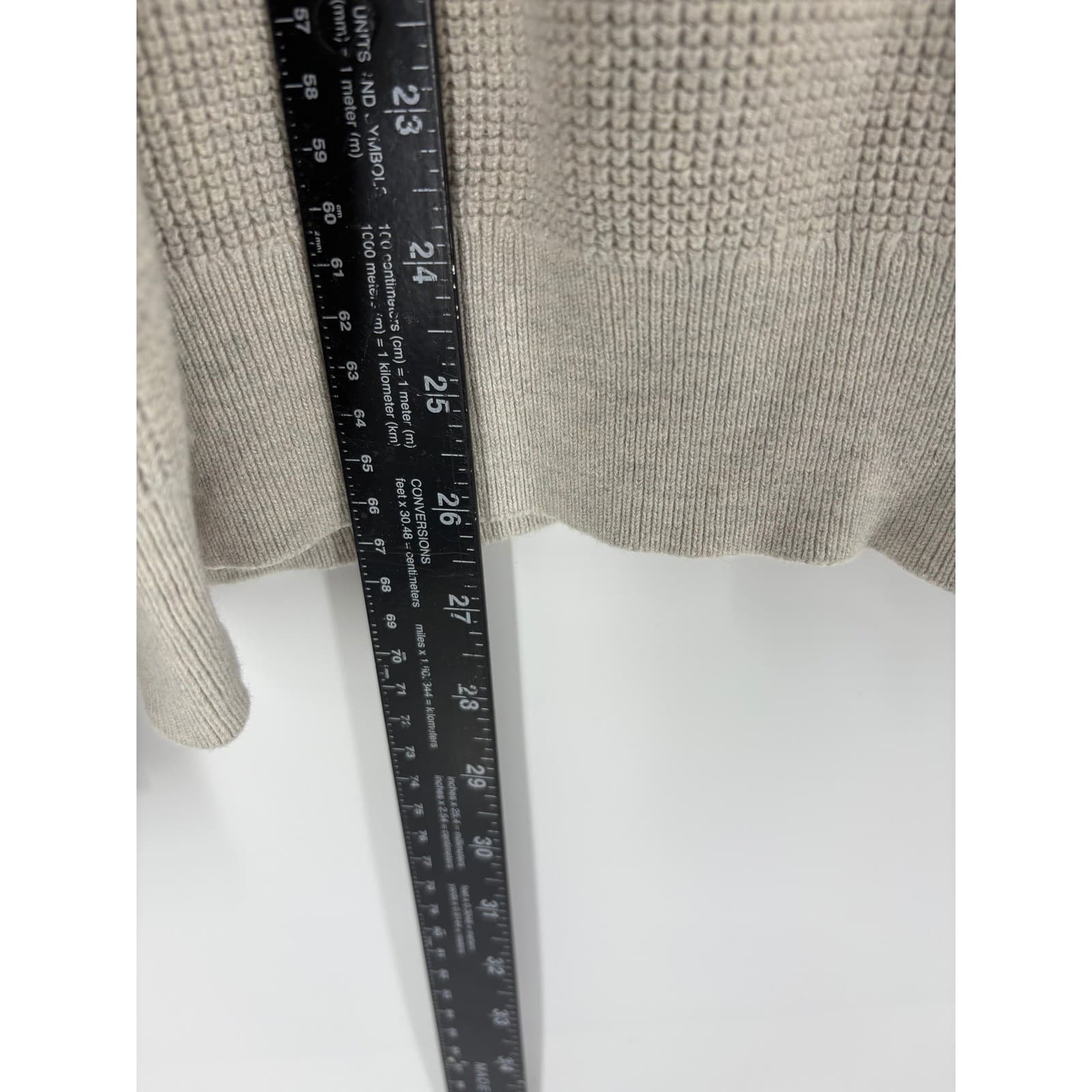 Nautica Mens Beige Waffle Knit Mock Neck Button Up Sweater XL - Thumbnail 5