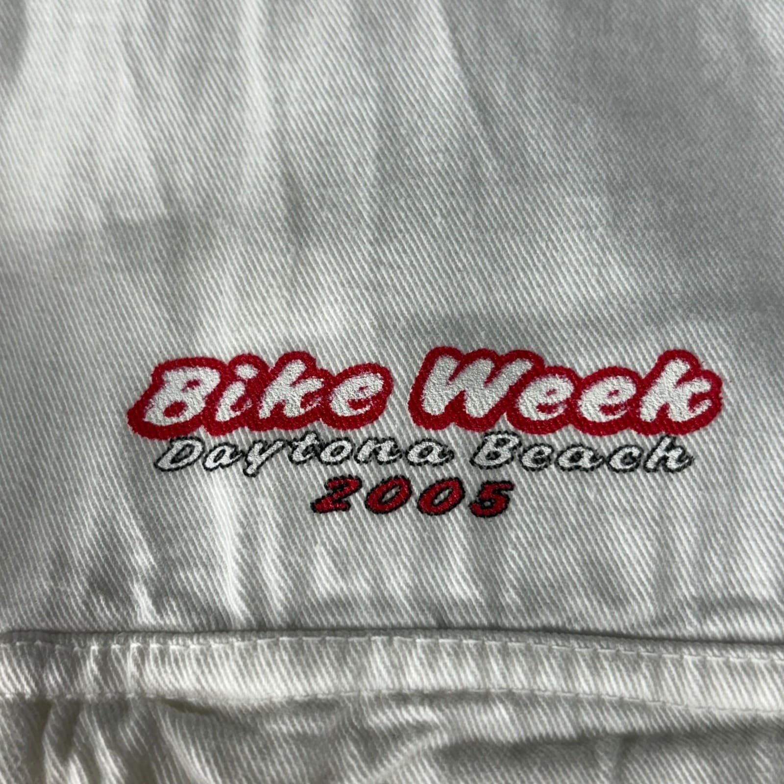Daytona Beach Bike Week 2005 Biker Design White Sleeveless Button XL - Thumbnail 3