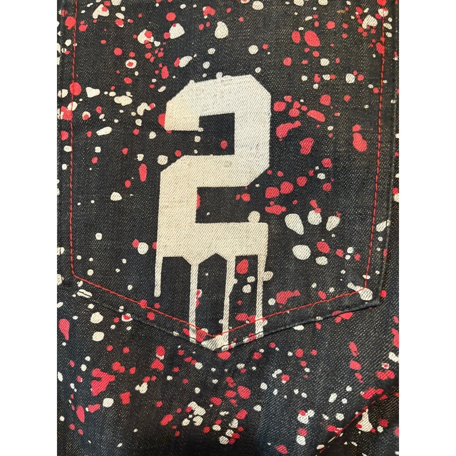 Diamond Stash Jeans Mens Chicago Bulls Splatter Paint Graphic Denim Black - Thumbnail 10