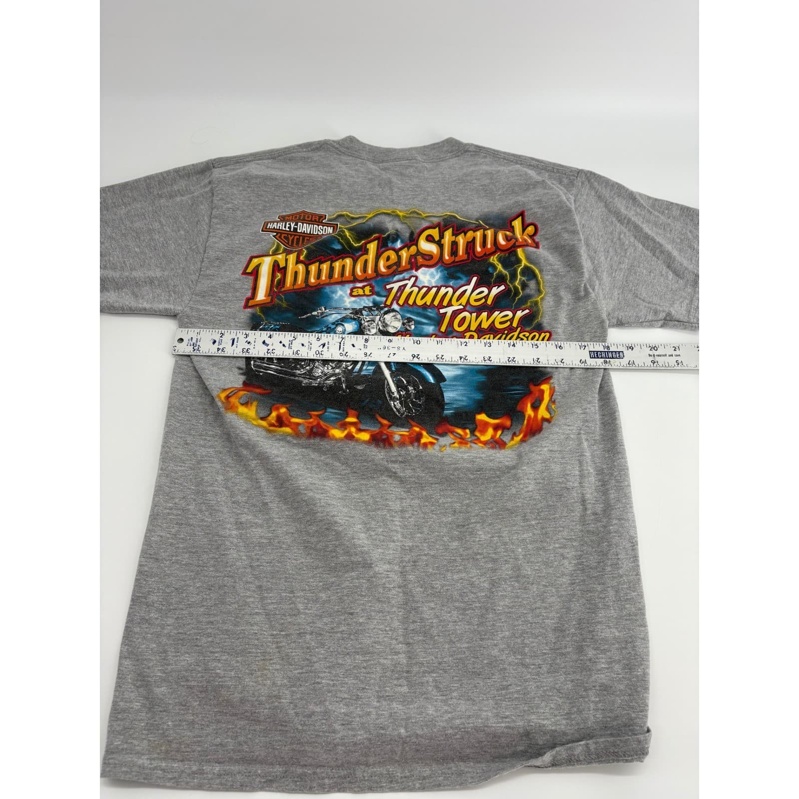 Harley Davidson Thunder Tower Columbia SC Gray Graphic Tee Shirt Medium - Thumbnail 5