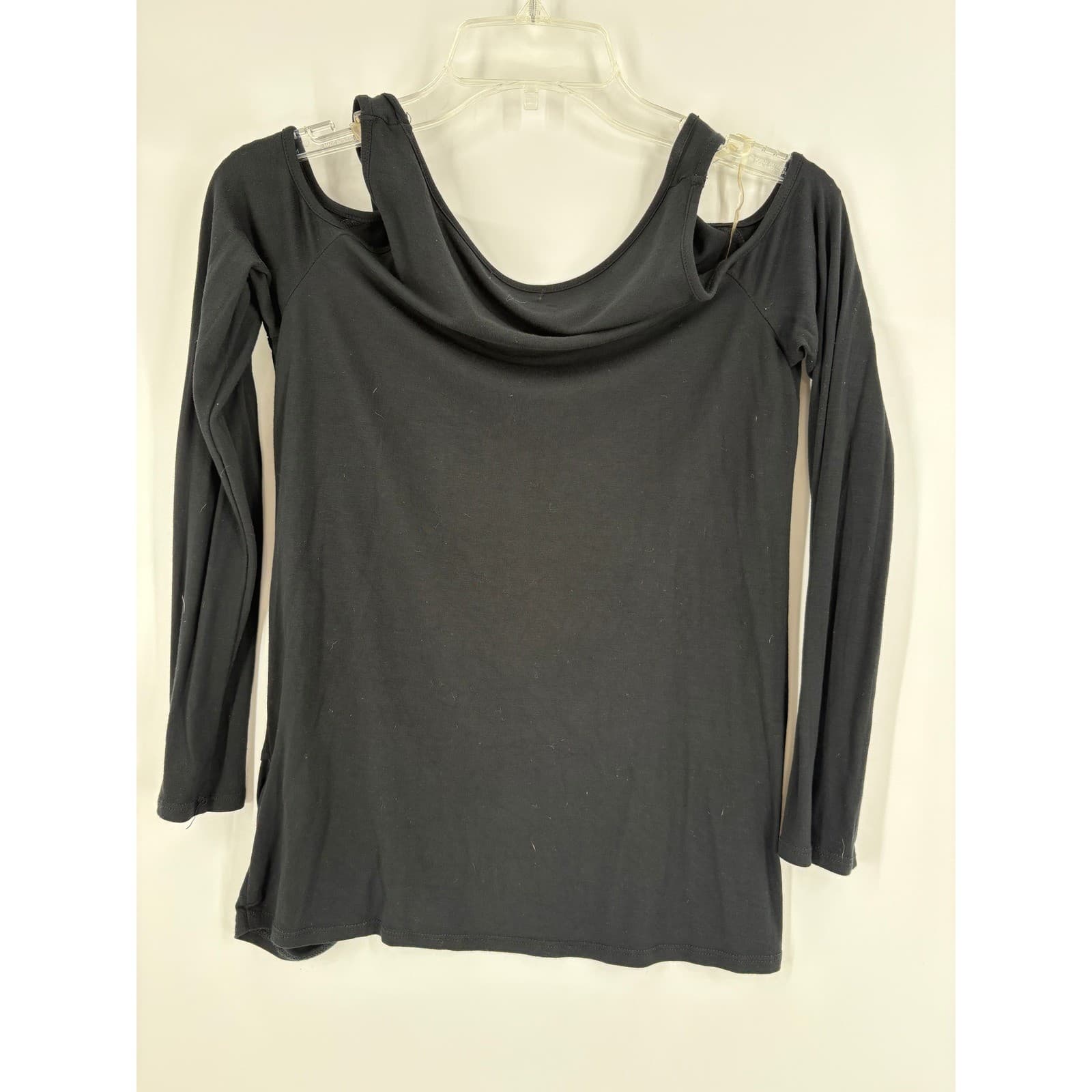 Love Fire Black Cold Shoulder Twist Front Long Sleeve Top Women's S