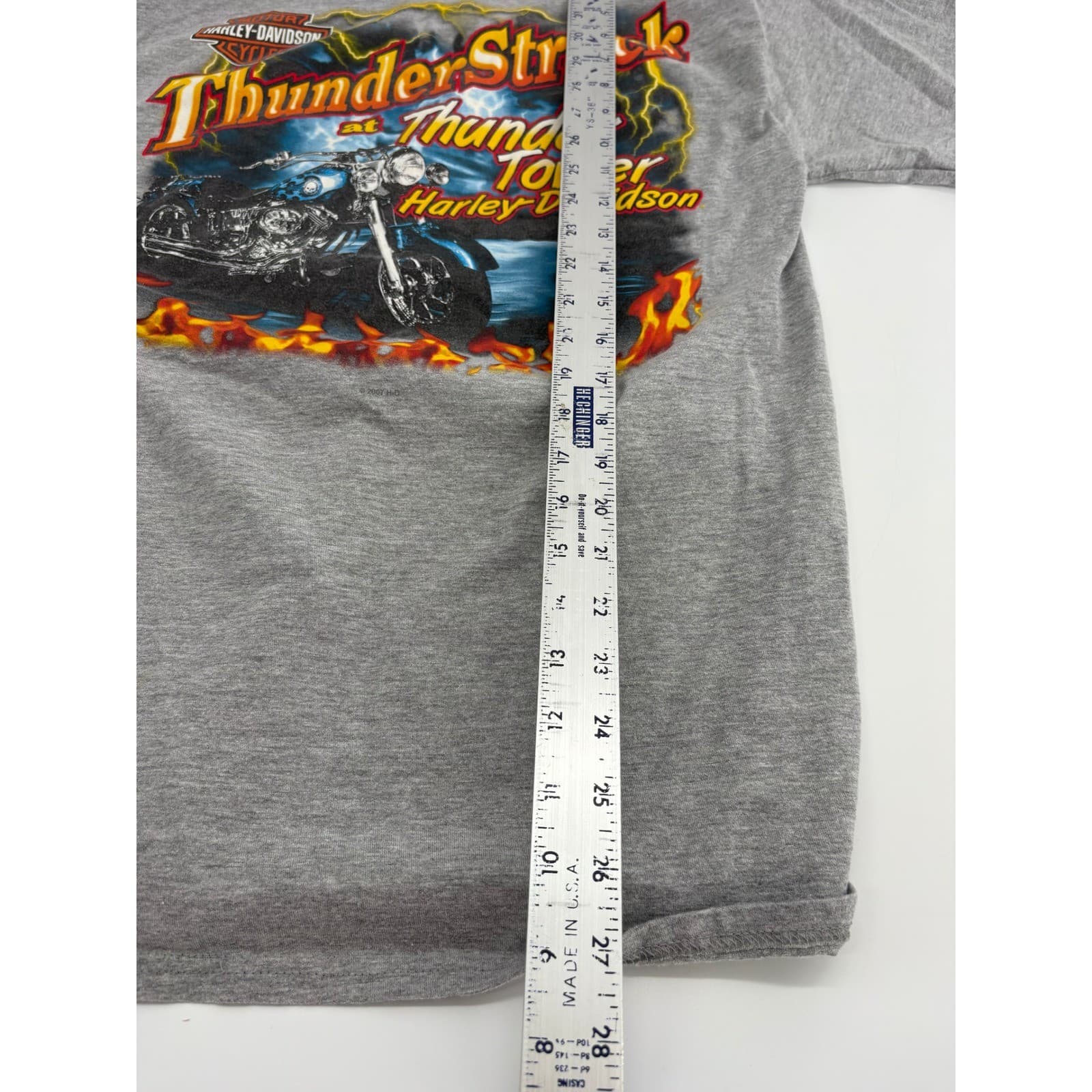 Harley Davidson Thunder Tower Columbia SC Gray Graphic Tee Shirt Medium - Thumbnail 6
