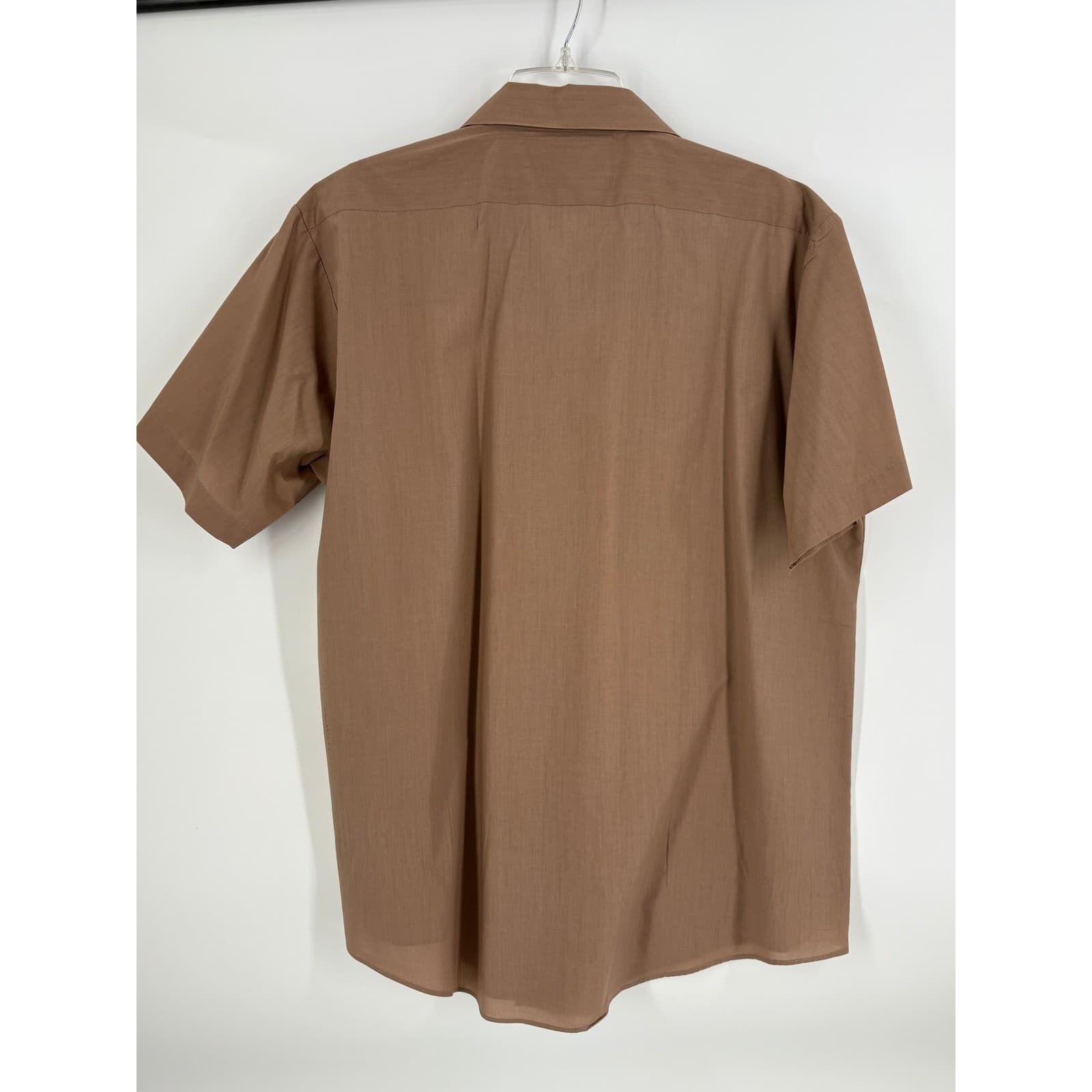 Haband Men's Short Sleeve Button Up Shirt Size 16.5 Brown Polyester Blend Casual - Thumbnail 2