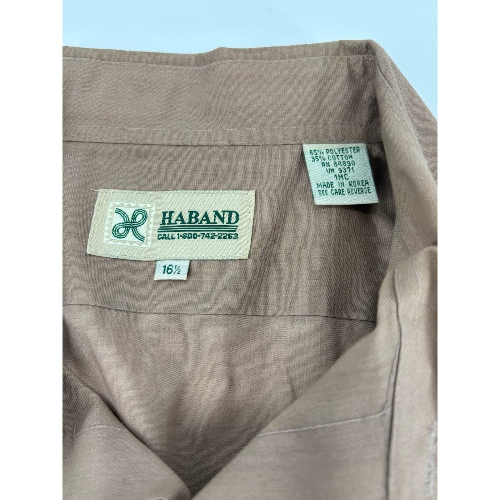 Haband Men's Short Sleeve Button Up Shirt Size 16.5 Brown Polyester Blend Casual - Thumbnail 3
