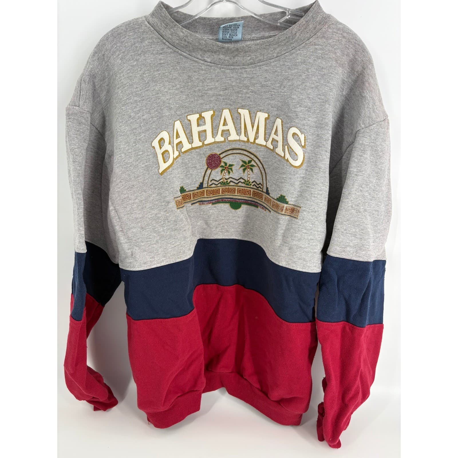 Vintage Sun Triangle Bahamas Embroidered Sweatshirt Crewneck L/XL Retro
