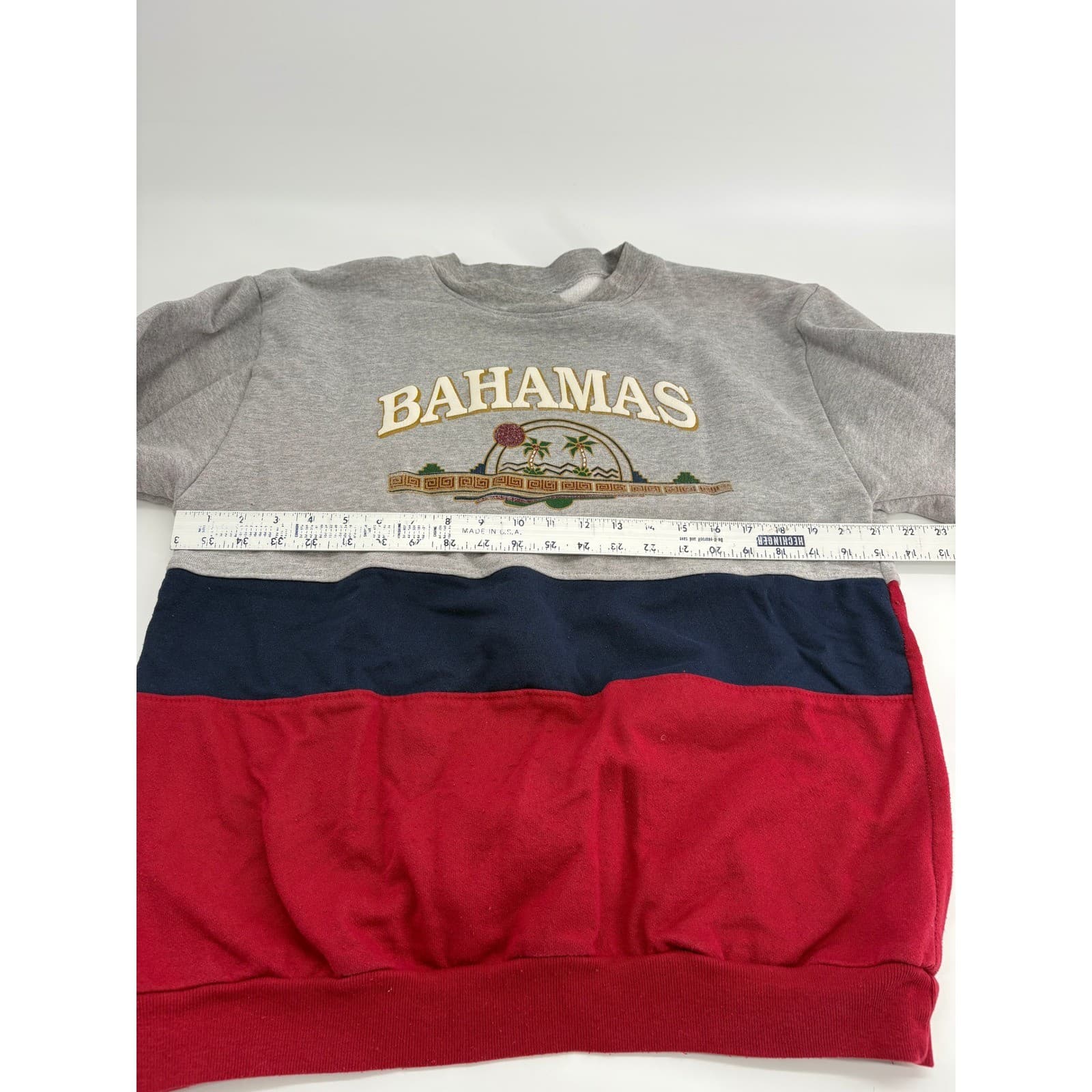 Vintage Sun Triangle Bahamas Embroidered Sweatshirt Crewneck L/XL Retro - Thumbnail 5