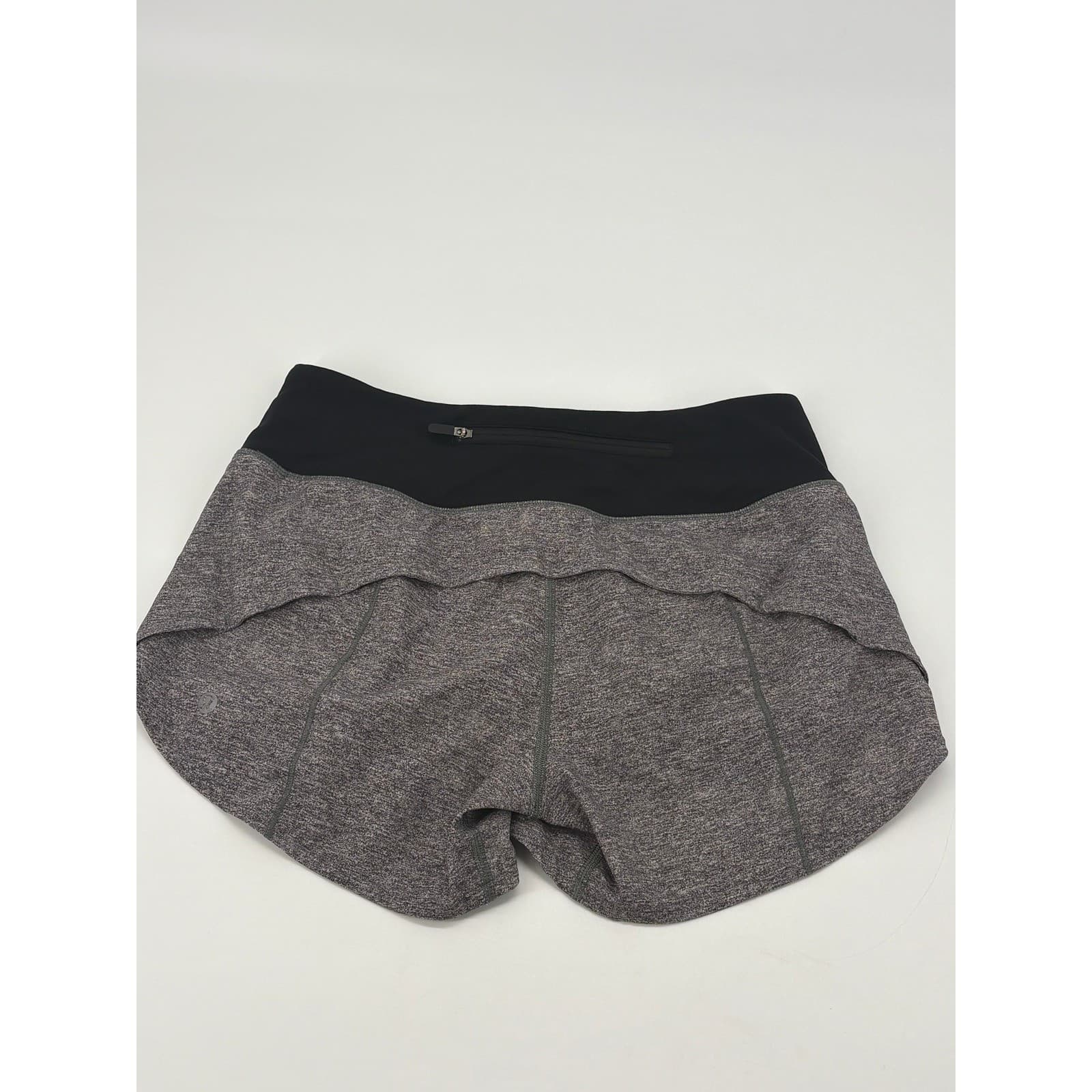 Lululemon Women's Gray Heathered Running Shorts Size 4 Zipper Pocket - Thumbnail 2