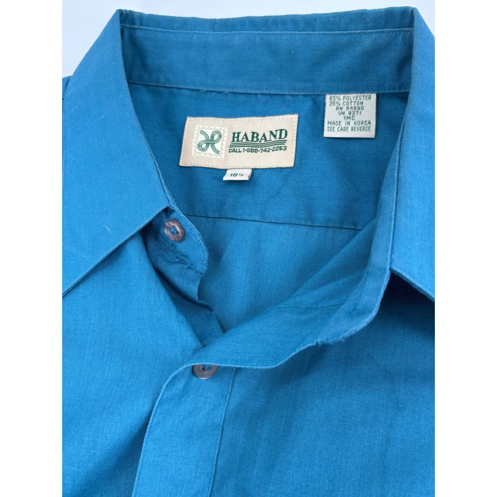 Haband Mens Short Sleeve Button Up Shirt Blue Size 16 1/2 Casual Dress - Thumbnail 3