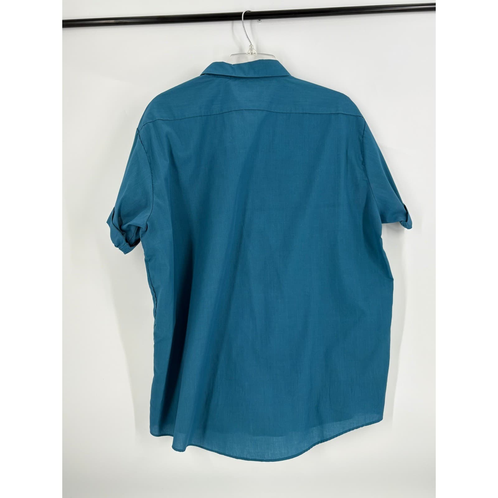 Haband Mens Short Sleeve Button Up Shirt Blue Size 16 1/2 Casual Dress - Thumbnail 2