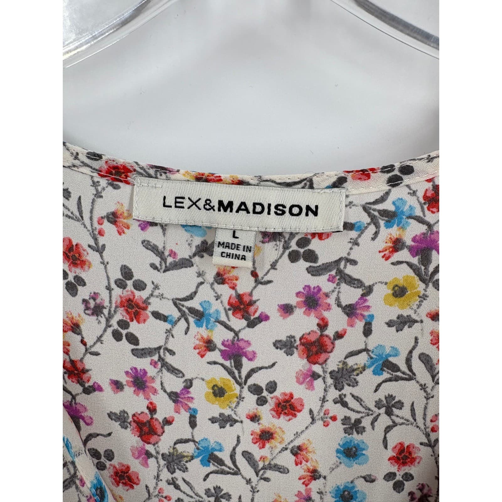 Lex & Madison Floral Print Sleeveless Blouse Women's Size L Top - Thumbnail 2