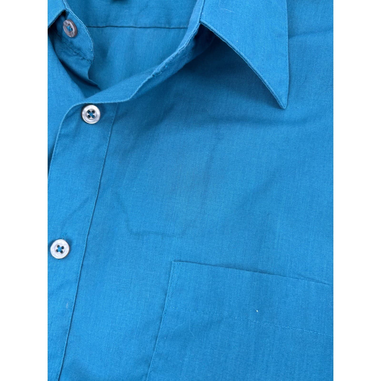 Haband Mens Short Sleeve Button Up Shirt Blue Size 16 1/2 Casual Dress - Thumbnail 4