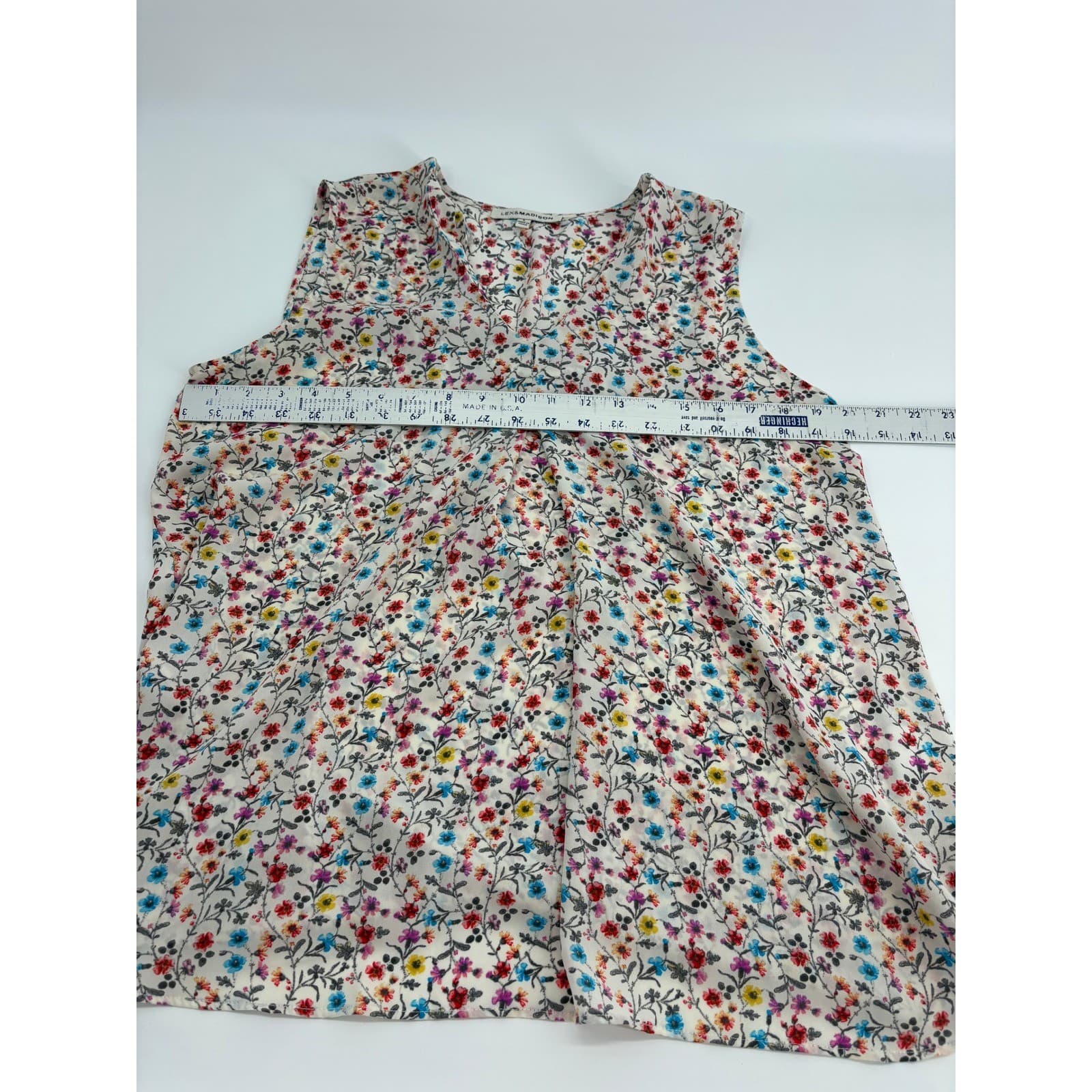 Lex & Madison Floral Print Sleeveless Blouse Women's Size L Top - Thumbnail 4