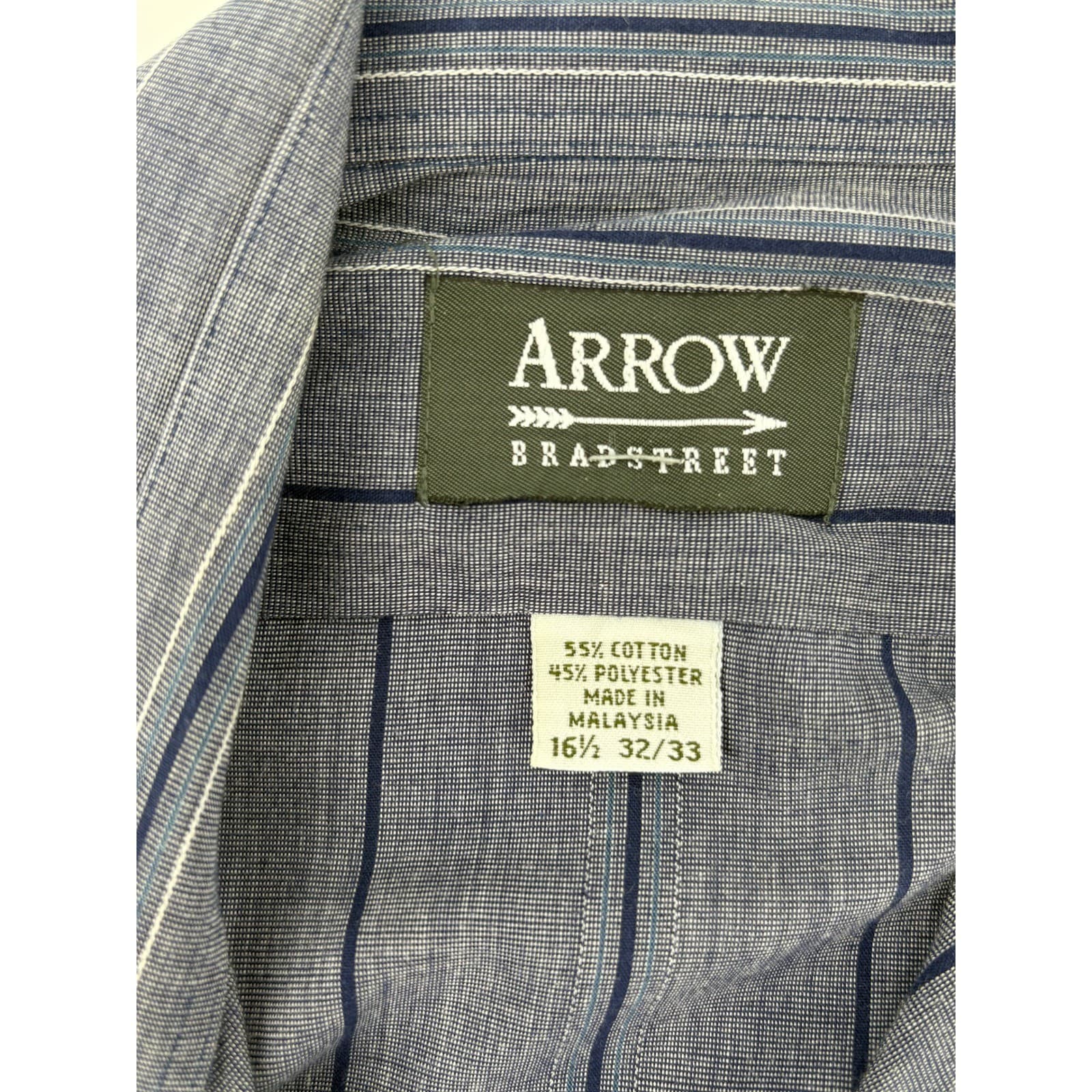 Arrow Broadstreet Mens Blue Striped Button Down Dress Shirt Size 16.5 32/33 - Thumbnail 3