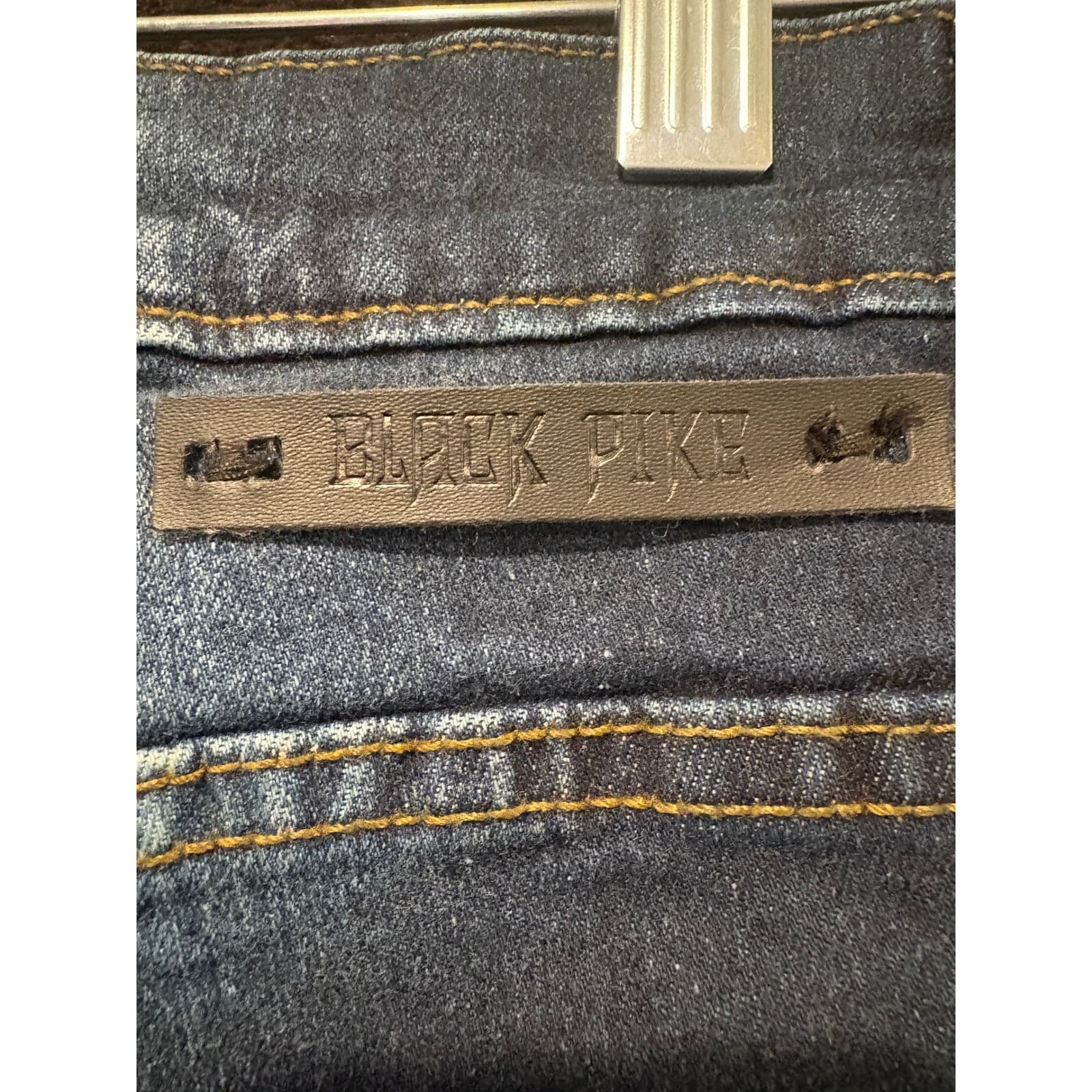 Black Dike Distressed Denim Jeans Slim Fit Moto Style Patches Mens Size 32x32 - Thumbnail 10