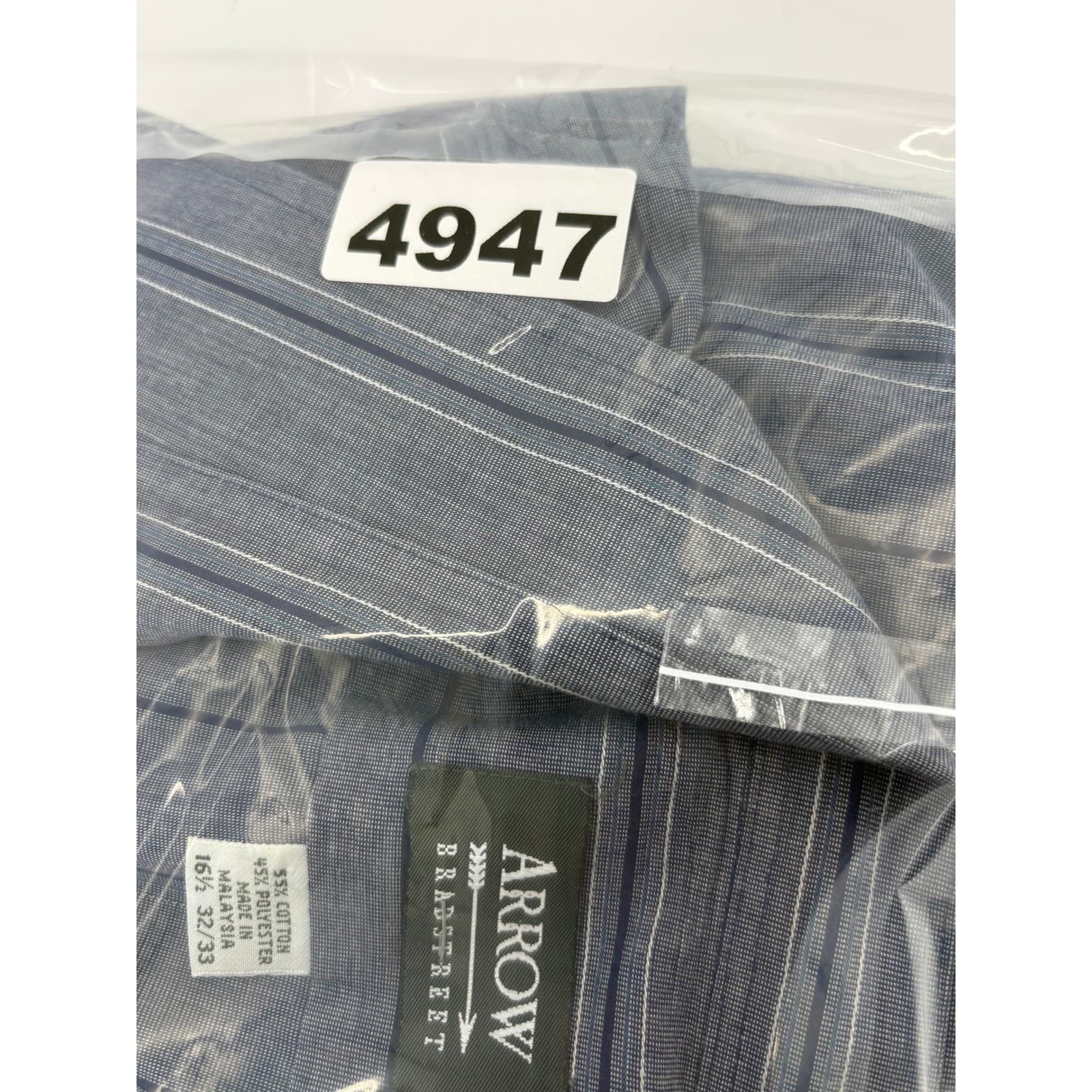 Arrow Broadstreet Mens Blue Striped Button Down Dress Shirt Size 16.5 32/33 - Thumbnail 6