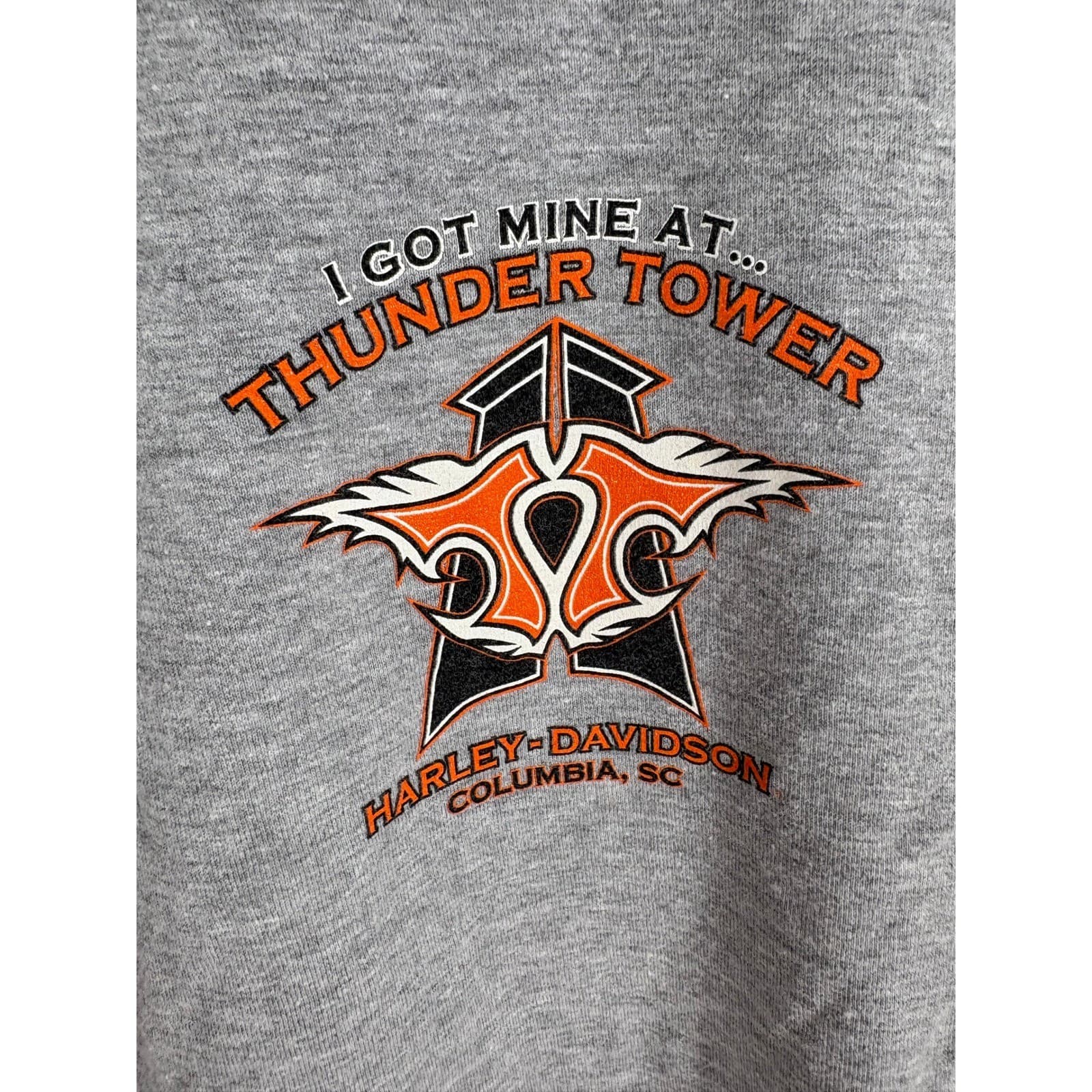 Harley Davidson Thunder Tower Columbia SC Gray Graphic Tee Shirt Medium - Thumbnail 4
