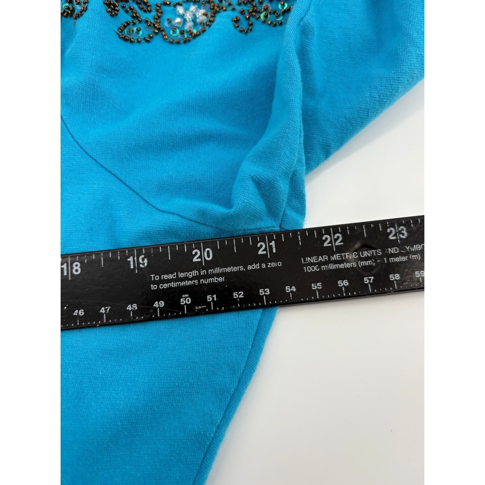 Kaktus Teal Blue Beaded Bolero Cardigan & Tank Top Set Women's Size M - Thumbnail 5