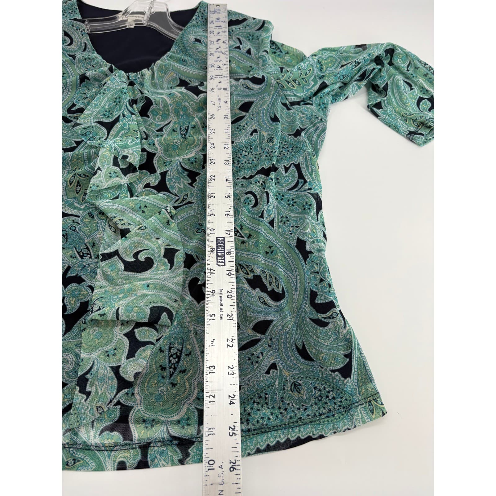 Croft & Barrow Womens 2X Paisley Print Ruffle V Neck Long Sleeve Blouse Top - Thumbnail 7