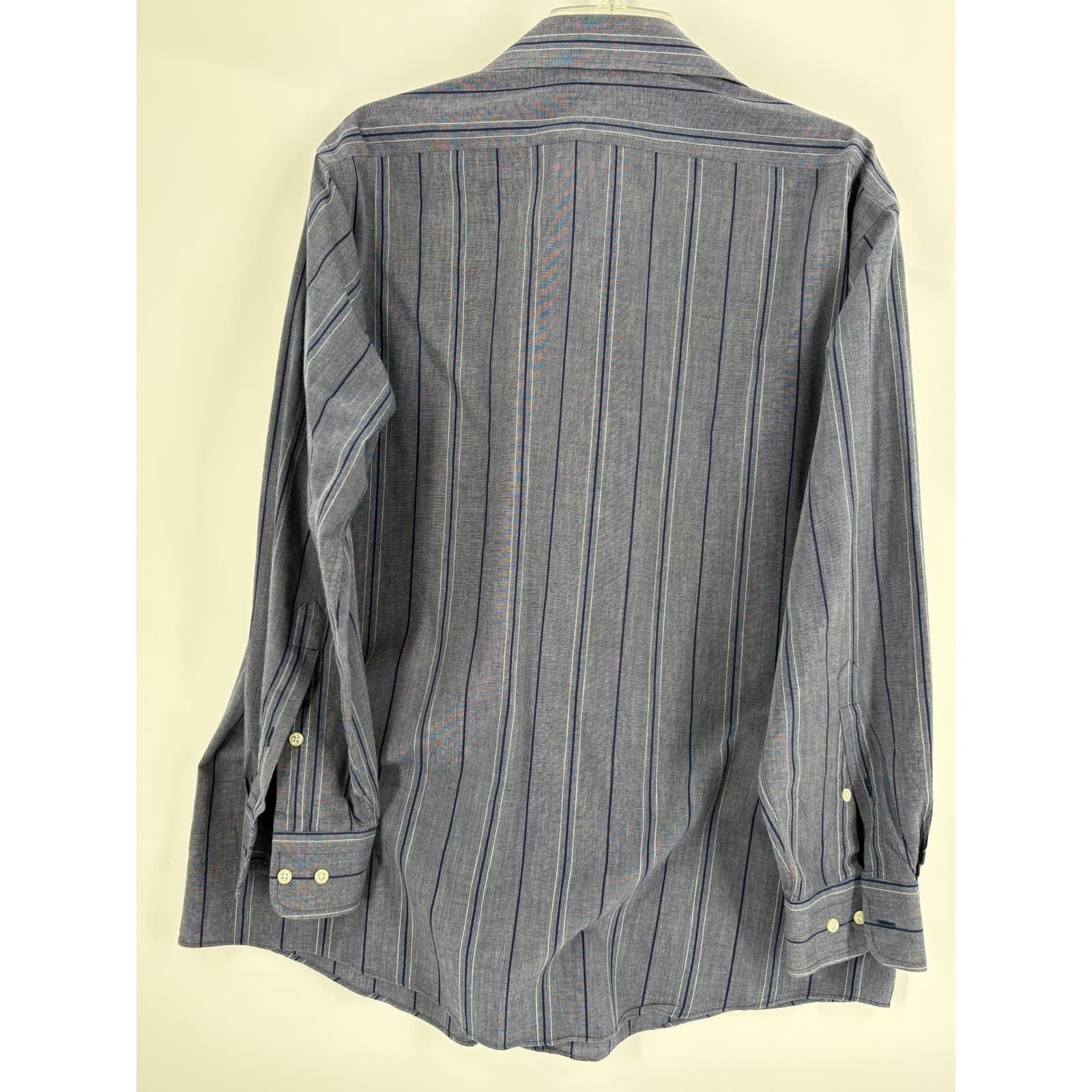Arrow Broadstreet Mens Blue Striped Button Down Dress Shirt Size 16.5 32/33 - Thumbnail 2