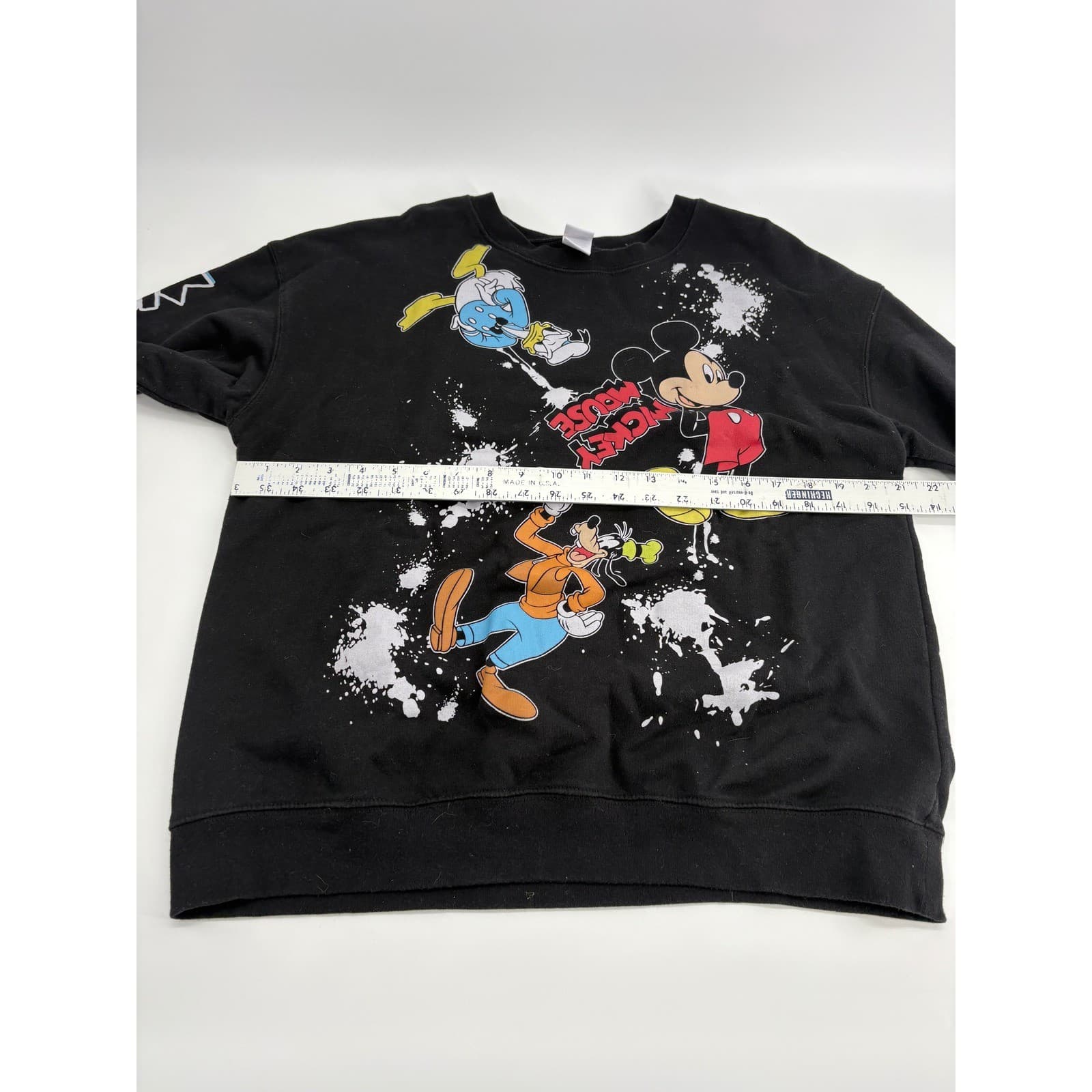 Disney Mickey Mouse Goofy Donald Black Crew Neck Sweatshirt XL (15-17) Girls - Thumbnail 5