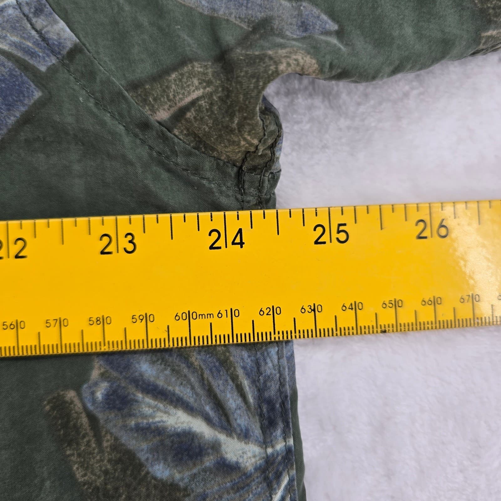 Firethorn Shirt Mens L Button Front Green Tropical Leaf Print 100% Silk - Thumbnail 5