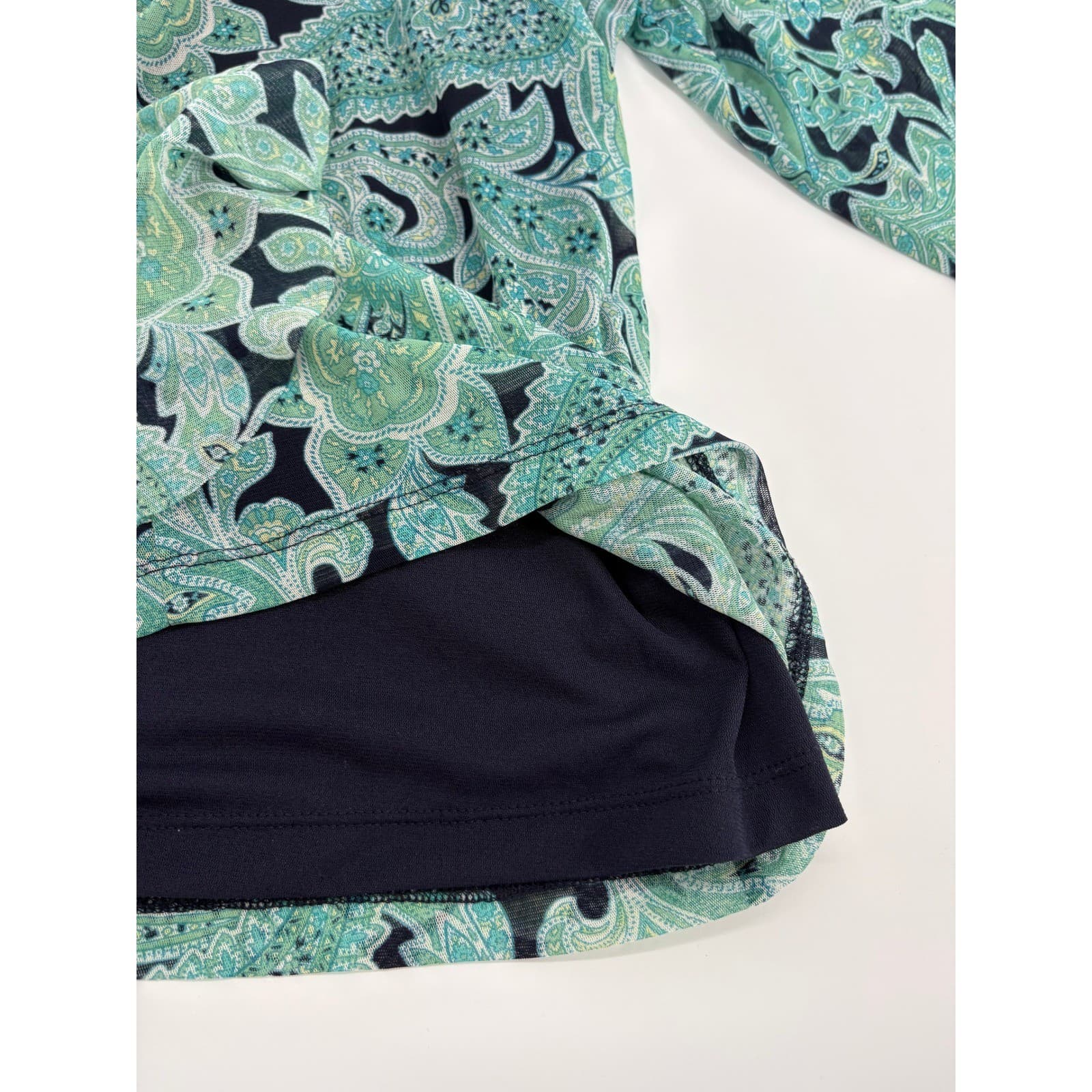 Croft & Barrow Womens 2X Paisley Print Ruffle V Neck Long Sleeve Blouse Top - Thumbnail 5