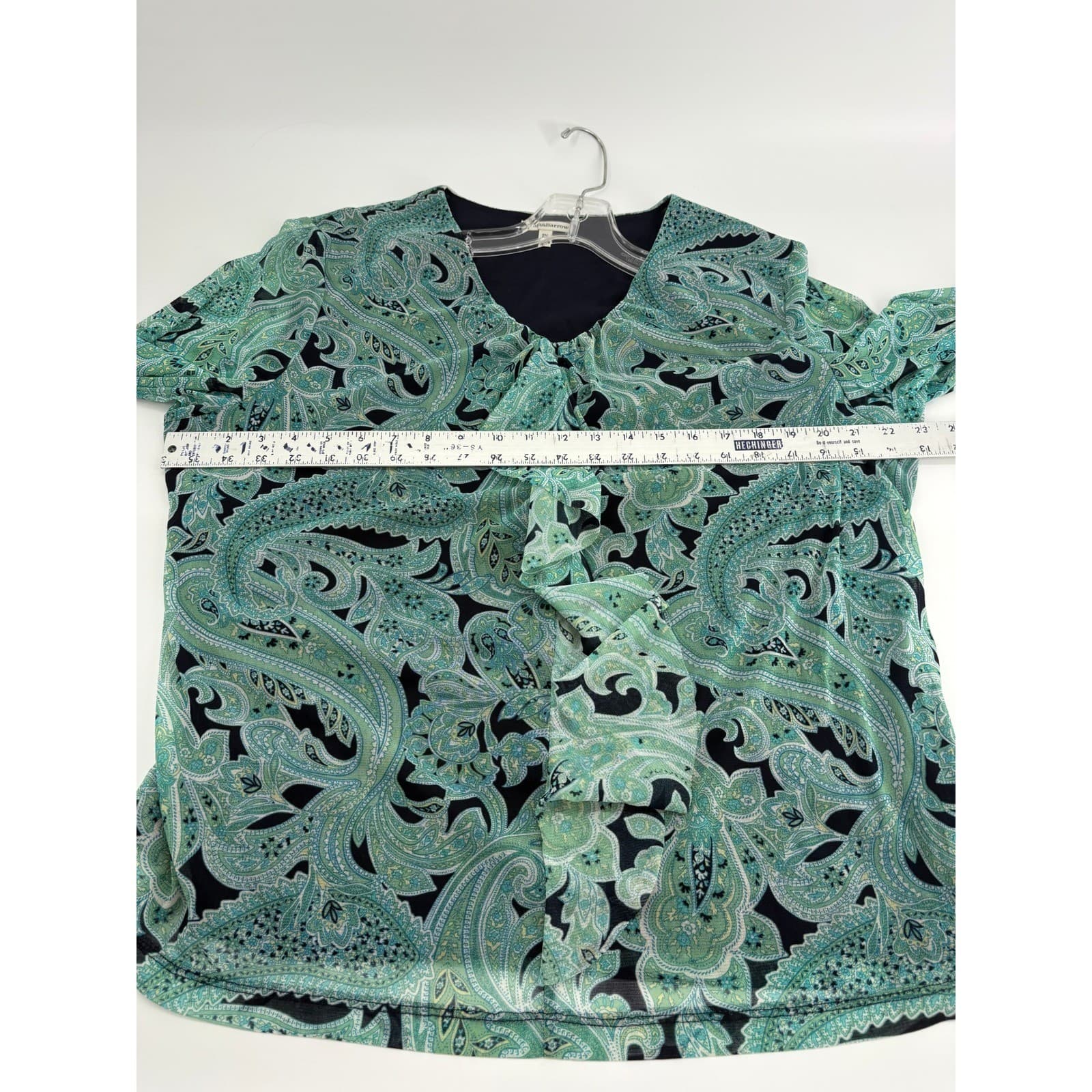 Croft & Barrow Womens 2X Paisley Print Ruffle V Neck Long Sleeve Blouse Top - Thumbnail 6