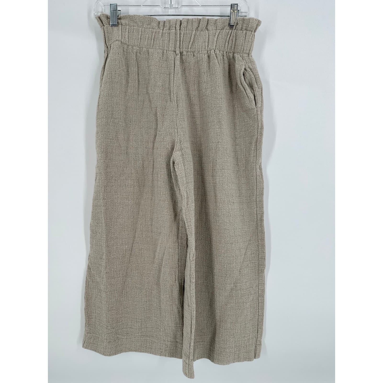 CP CILL Women's Beige Textured Wide Leg Cropped Pants Size M - Thumbnail 3