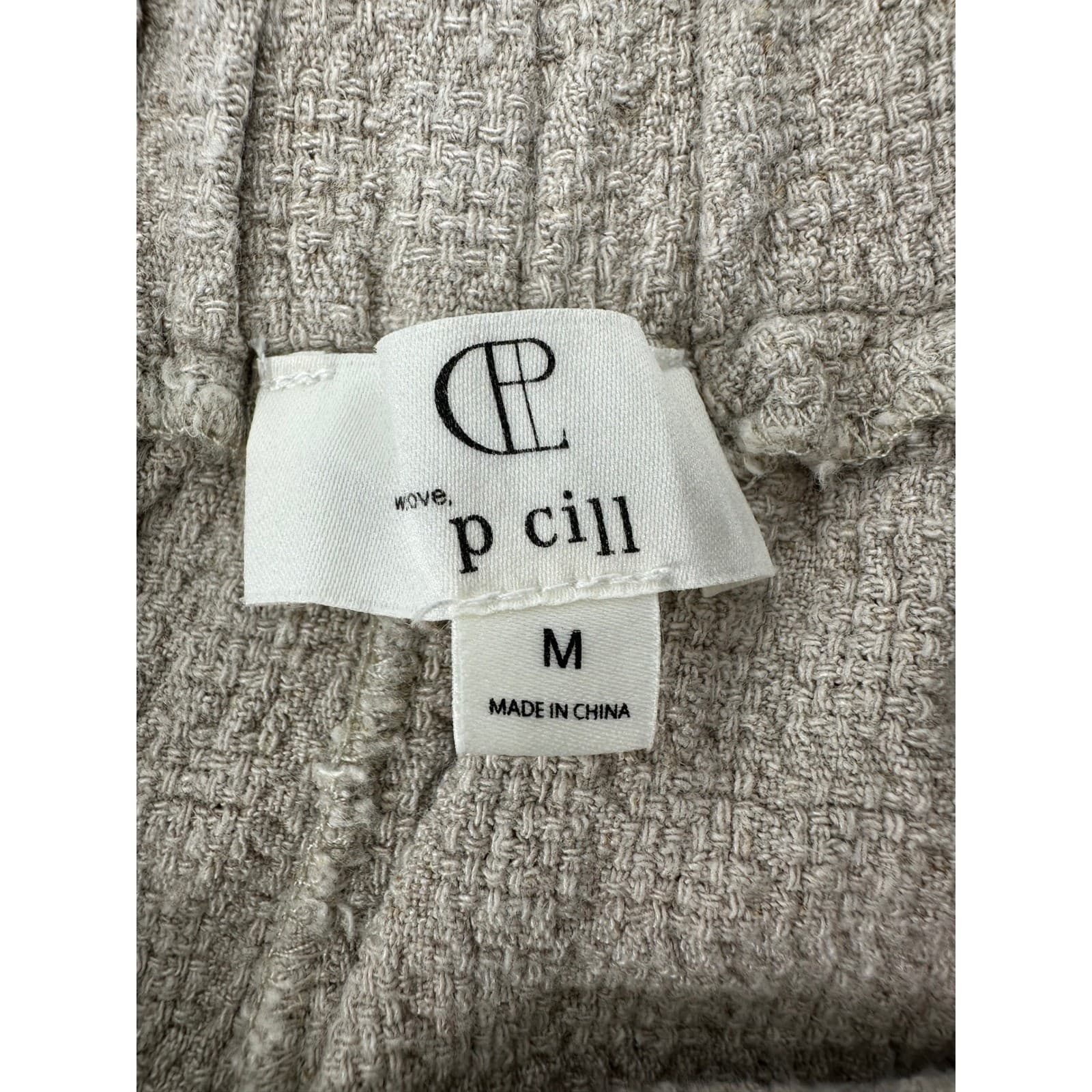 CP CILL Women's Beige Textured Wide Leg Cropped Pants Size M - Thumbnail 2