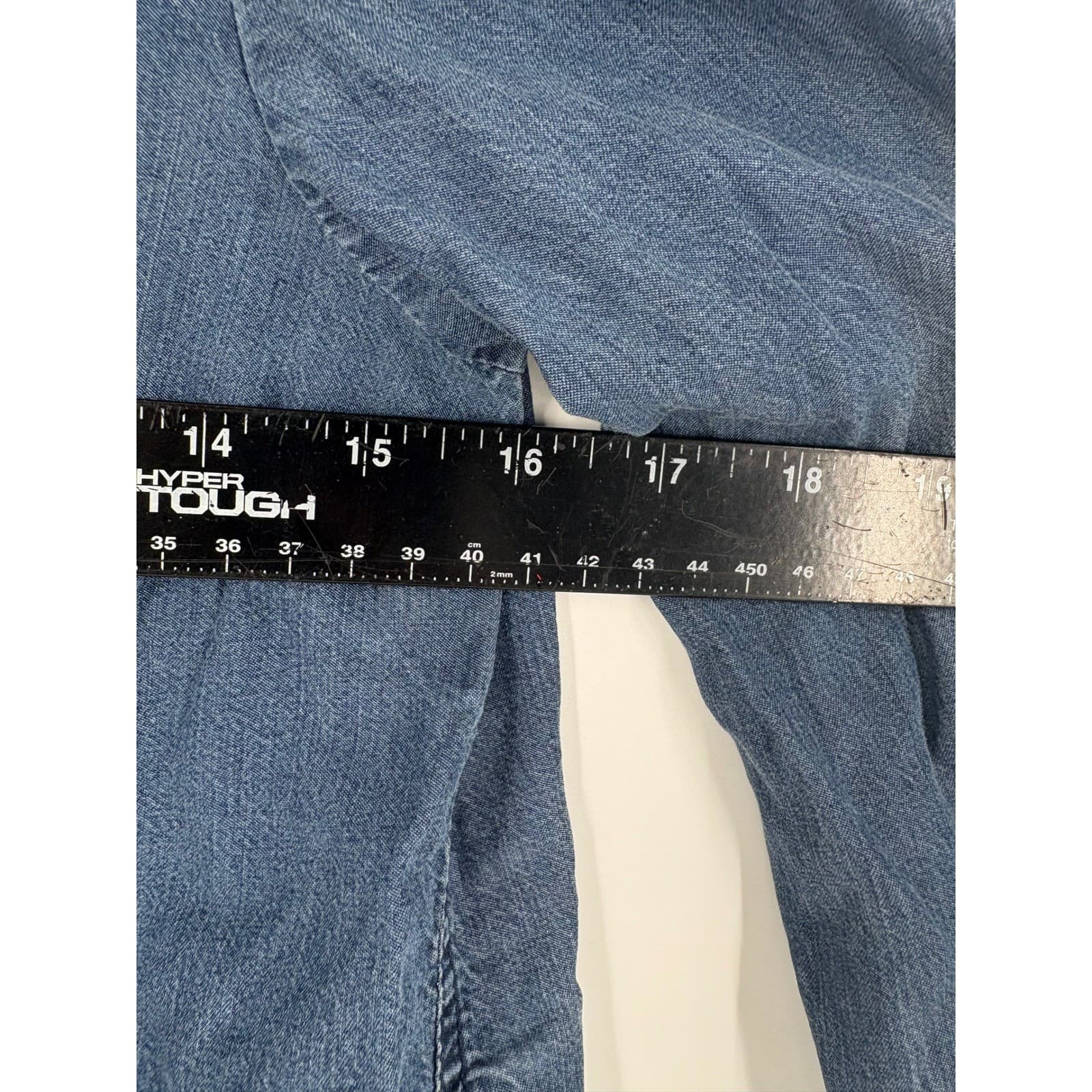 H&M Denim Chambray Long Sleeve Button Up Shirt Top Women US 6 Black Pocket - Thumbnail 5