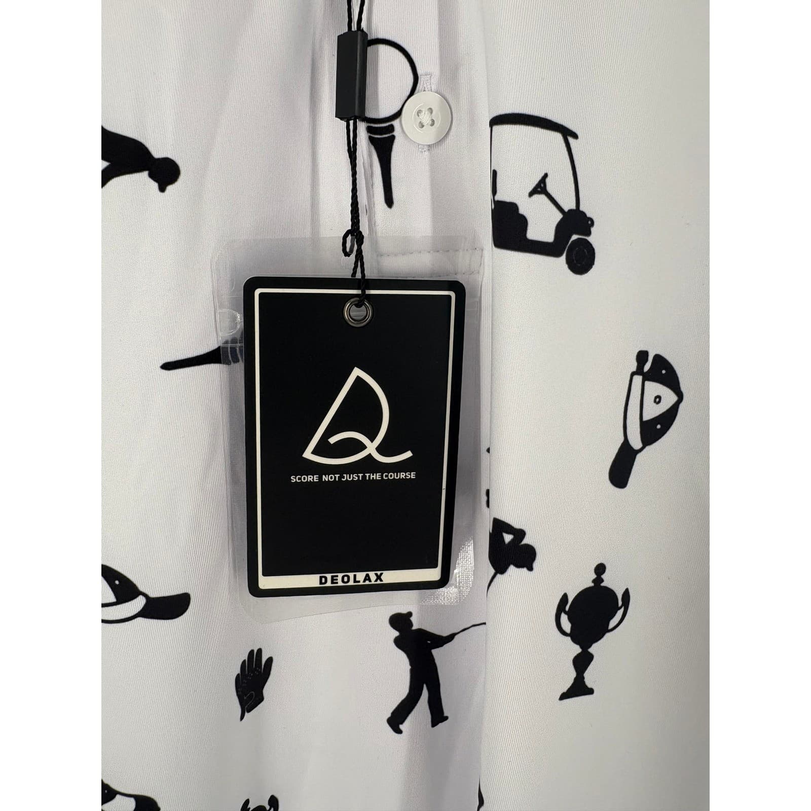 DEOLAX Golf Print Polo Shirt White Black Short Sleeve Collared Women's XL - Thumbnail 2