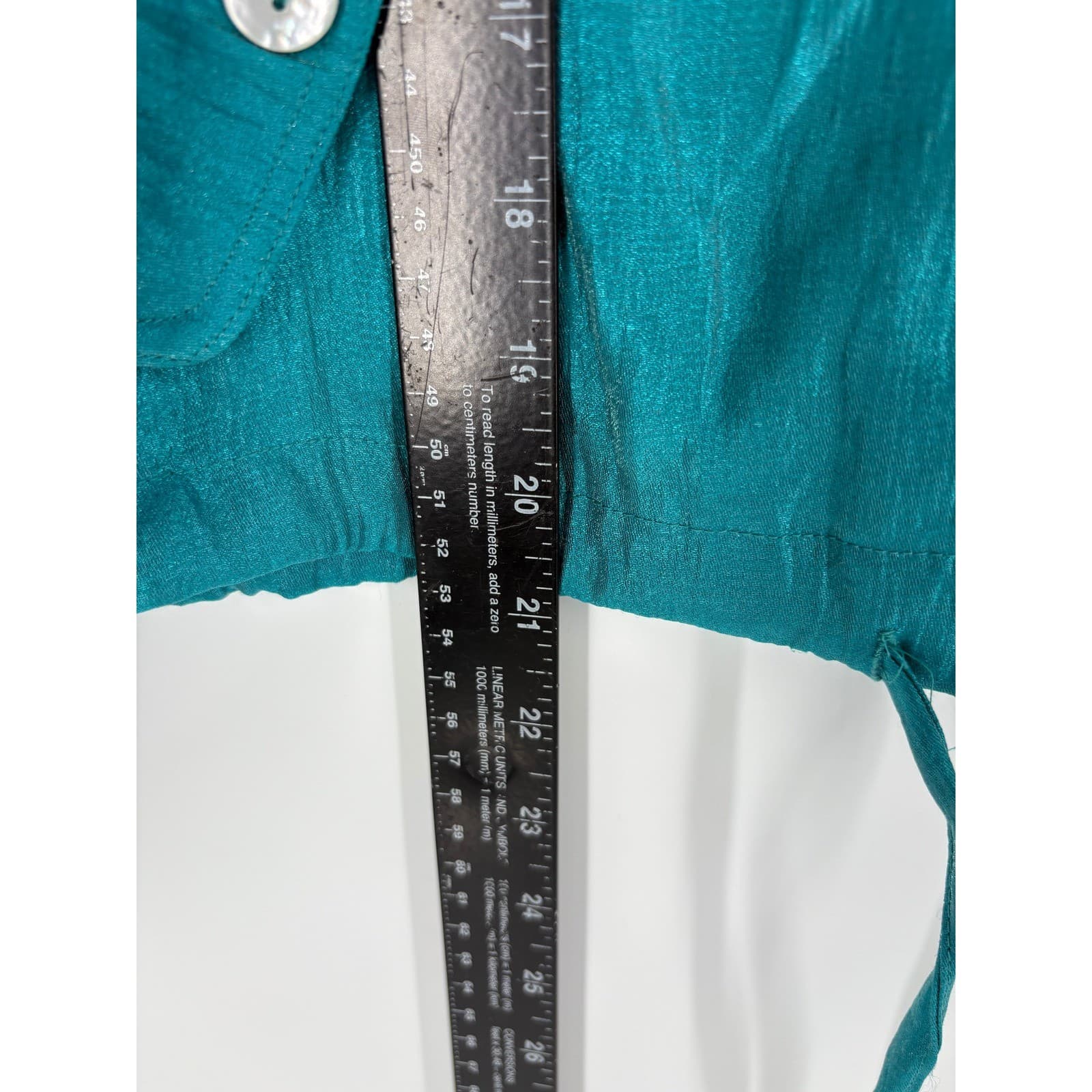 NOB Designer Teal Textured Cropped Jacket Mandarin Collar Drawstring Waist M - Thumbnail 5