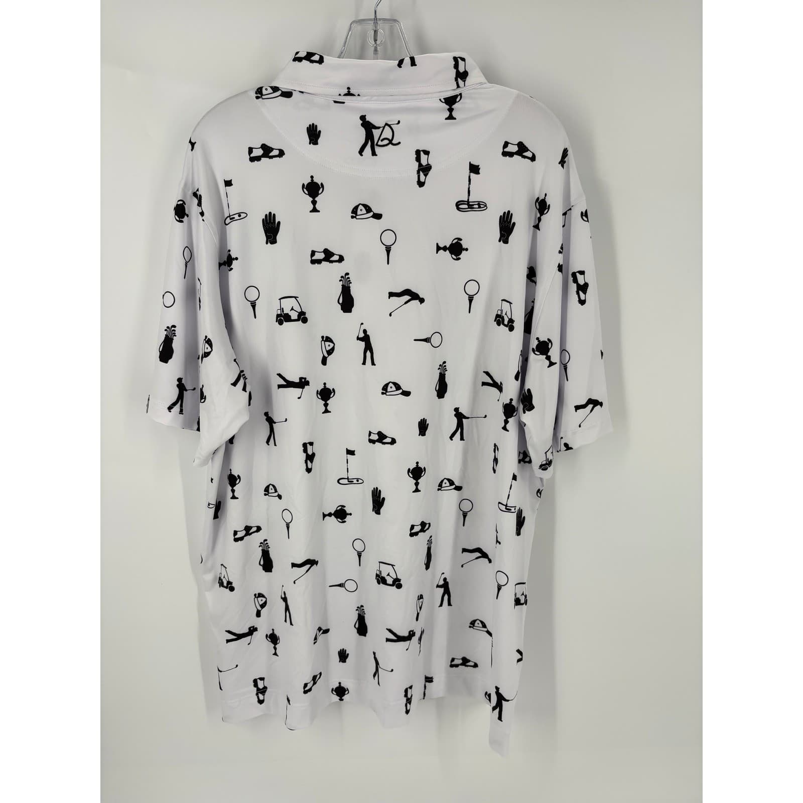 DEOLAX Golf Print Polo Shirt White Black Short Sleeve Collared Women's XL - Thumbnail 5